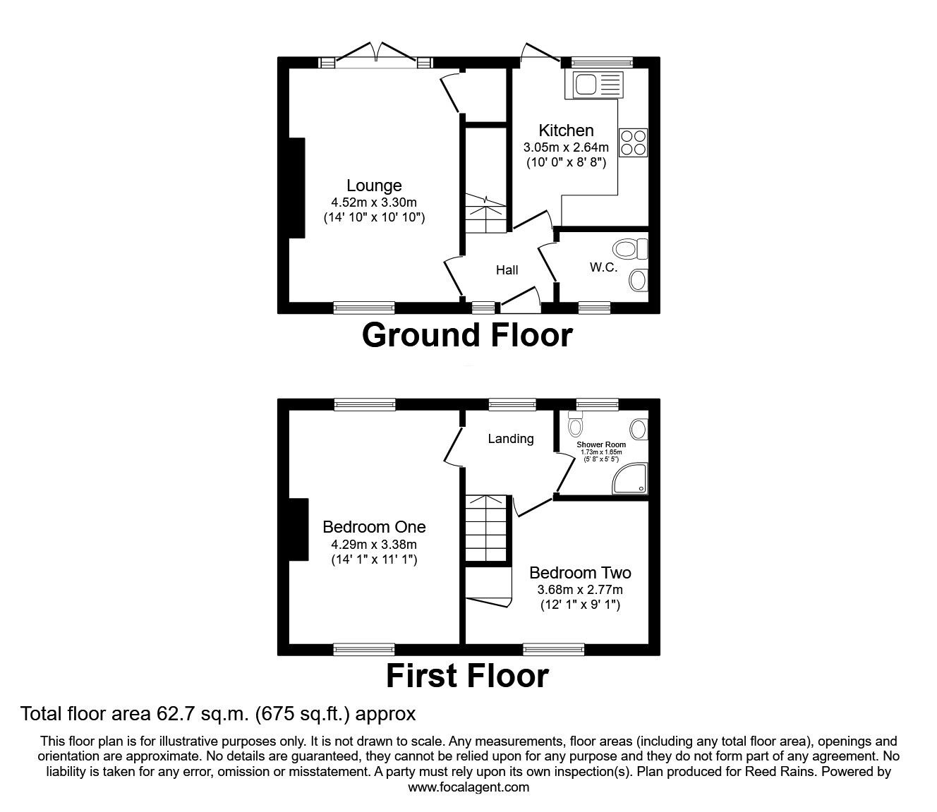 Floorplan of 2 bedroom Semi Detached House for sale, Laburnum Street, Hollingwood, Derbyshire, S43