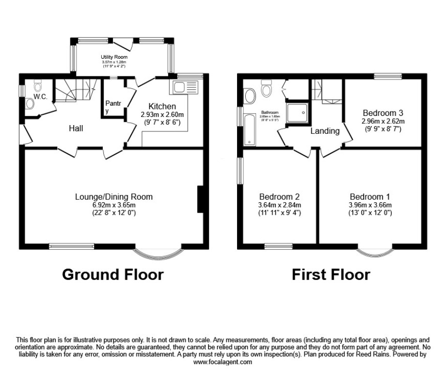 Floorplan of 3 bedroom Semi Detached House for sale, Newbold Avenue, Chesterfield, Derbyshire, S41