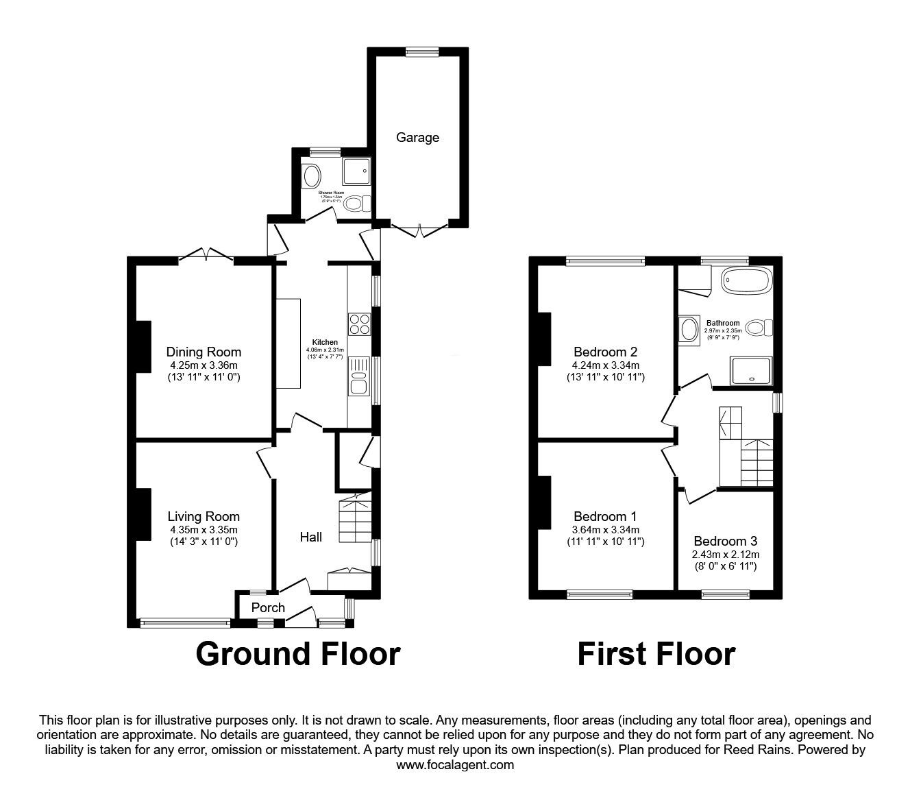Floorplan of 3 bedroom Semi Detached House for sale, Littlemoor, Chesterfield, Derbyshire, S41