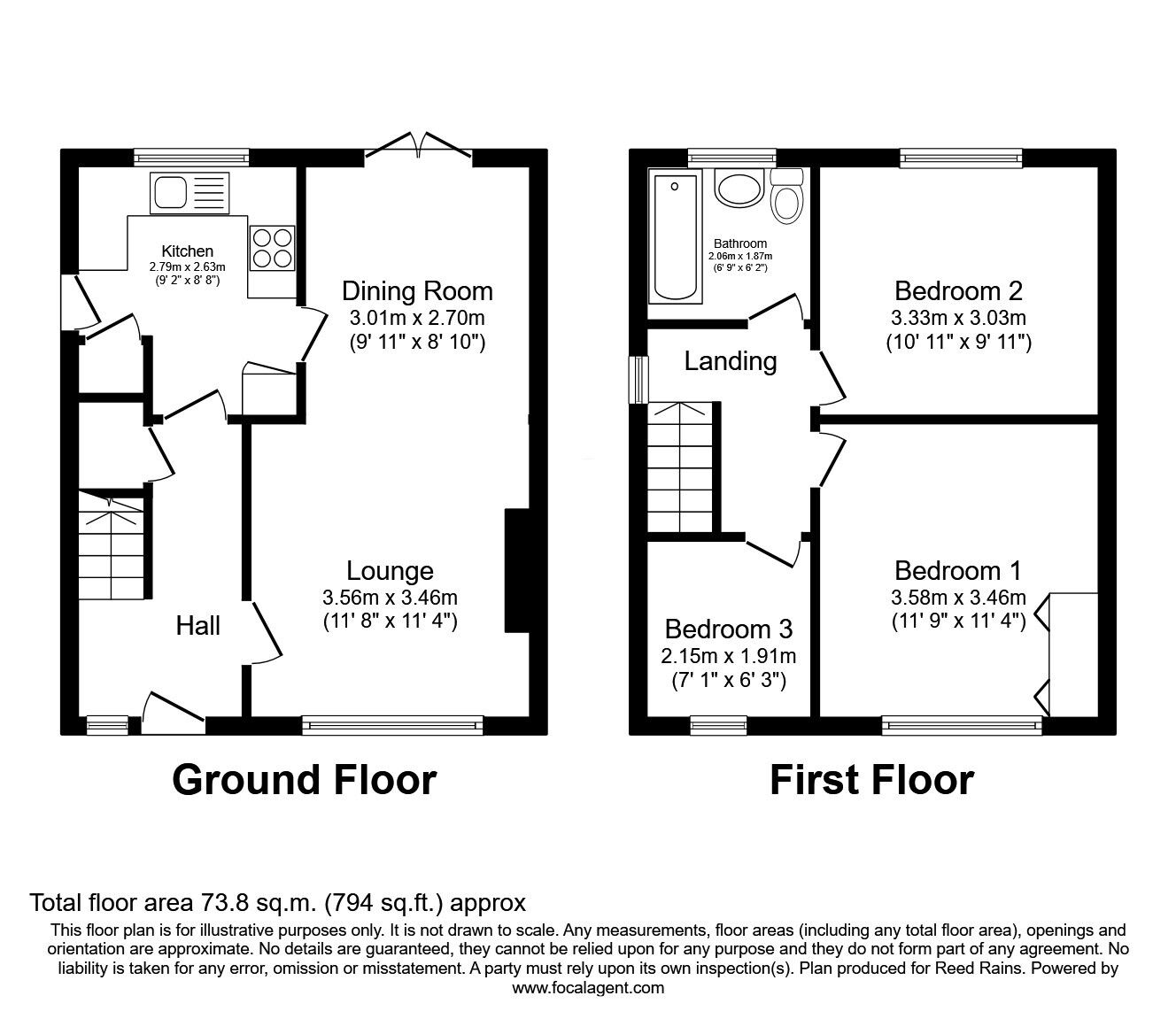 Floorplan of 3 bedroom Semi Detached House for sale, Glenfield Crescent, Chesterfield, Derbyshire, S41