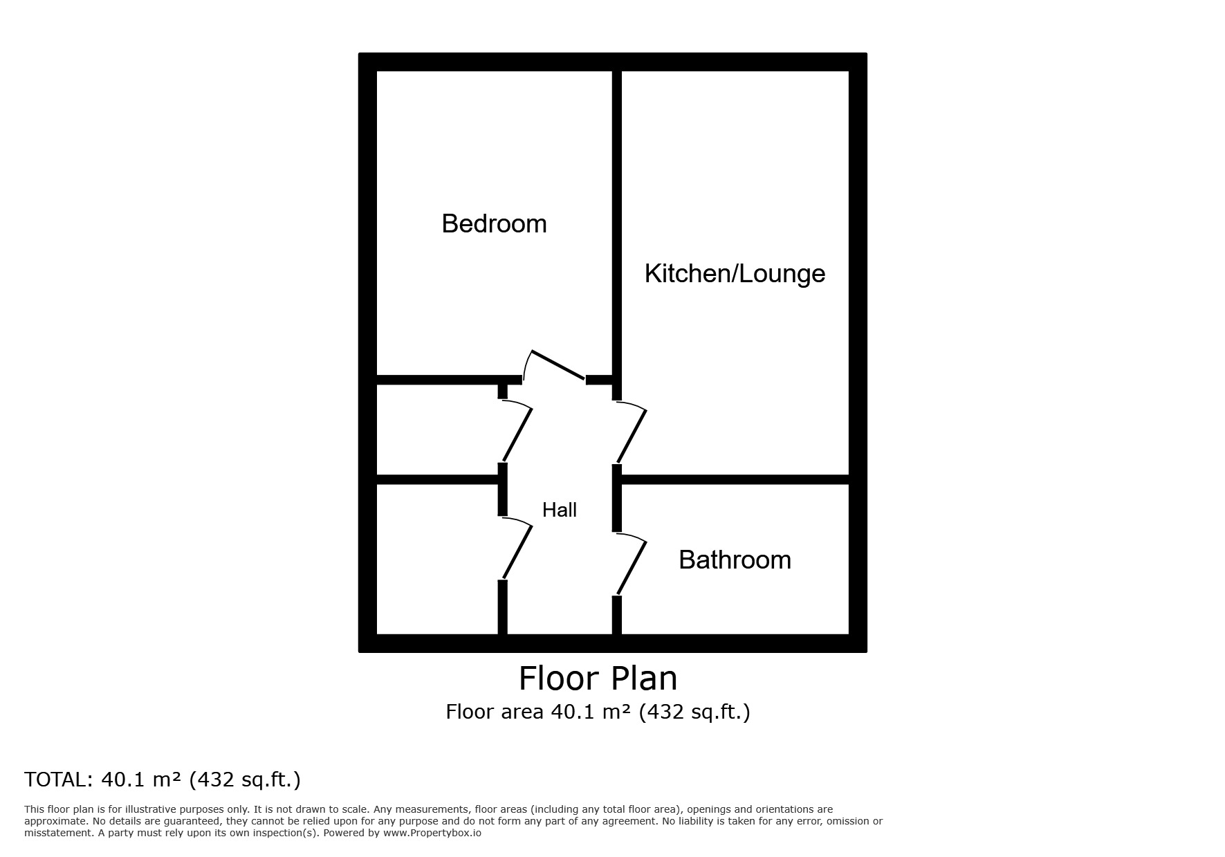Floorplan of 1 bedroom Flat to rent, Burlington Street, Chesterfield, Derbyshire, S40