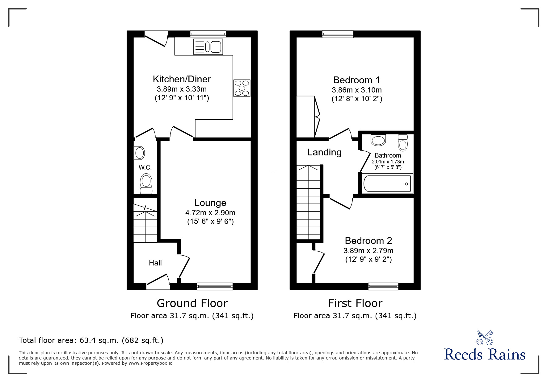 Floorplan of 2 bedroom Semi Detached House for sale, Patterdale Road, Chesterfield, Derbyshire, S41