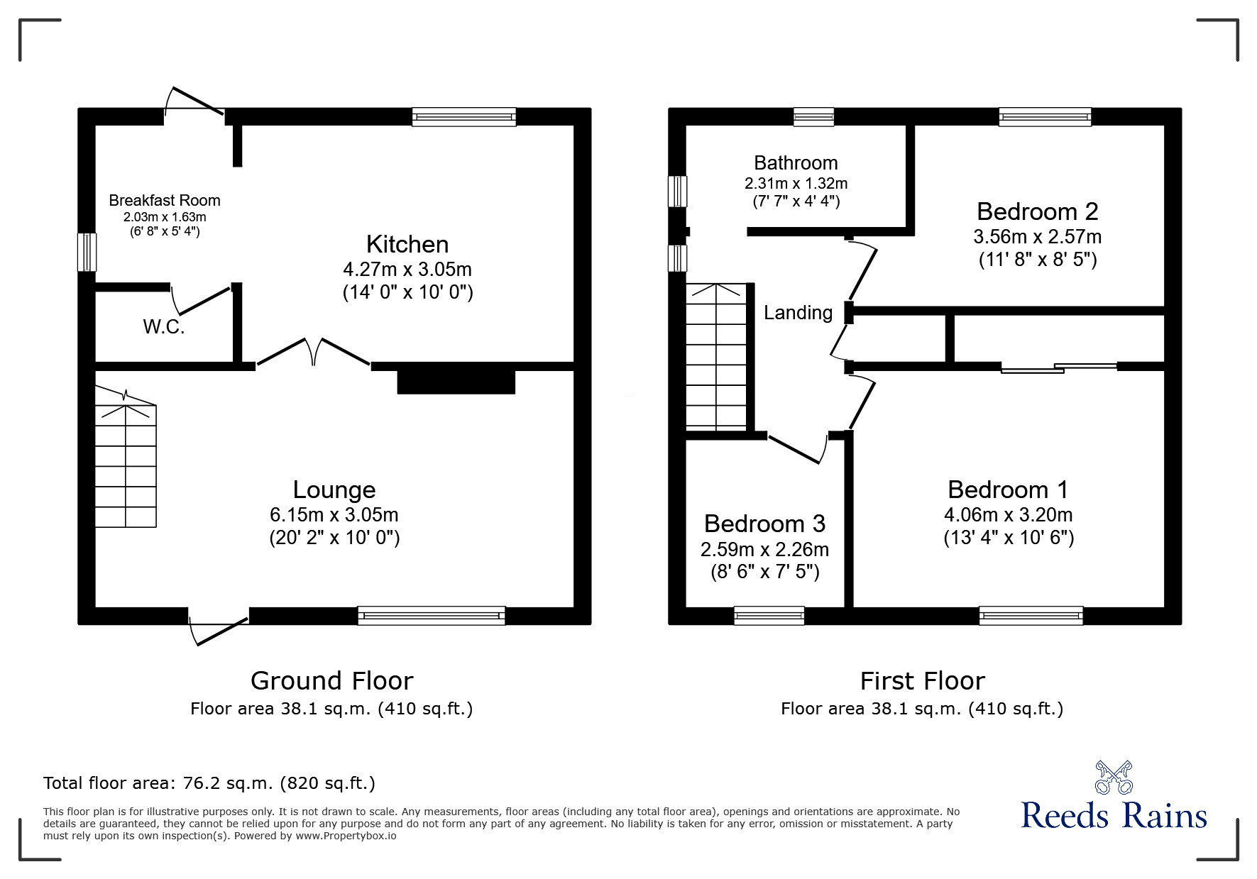 Floorplan of 3 bedroom Semi Detached House for sale, Loundes Road, Unstone, Derbyshire, S18