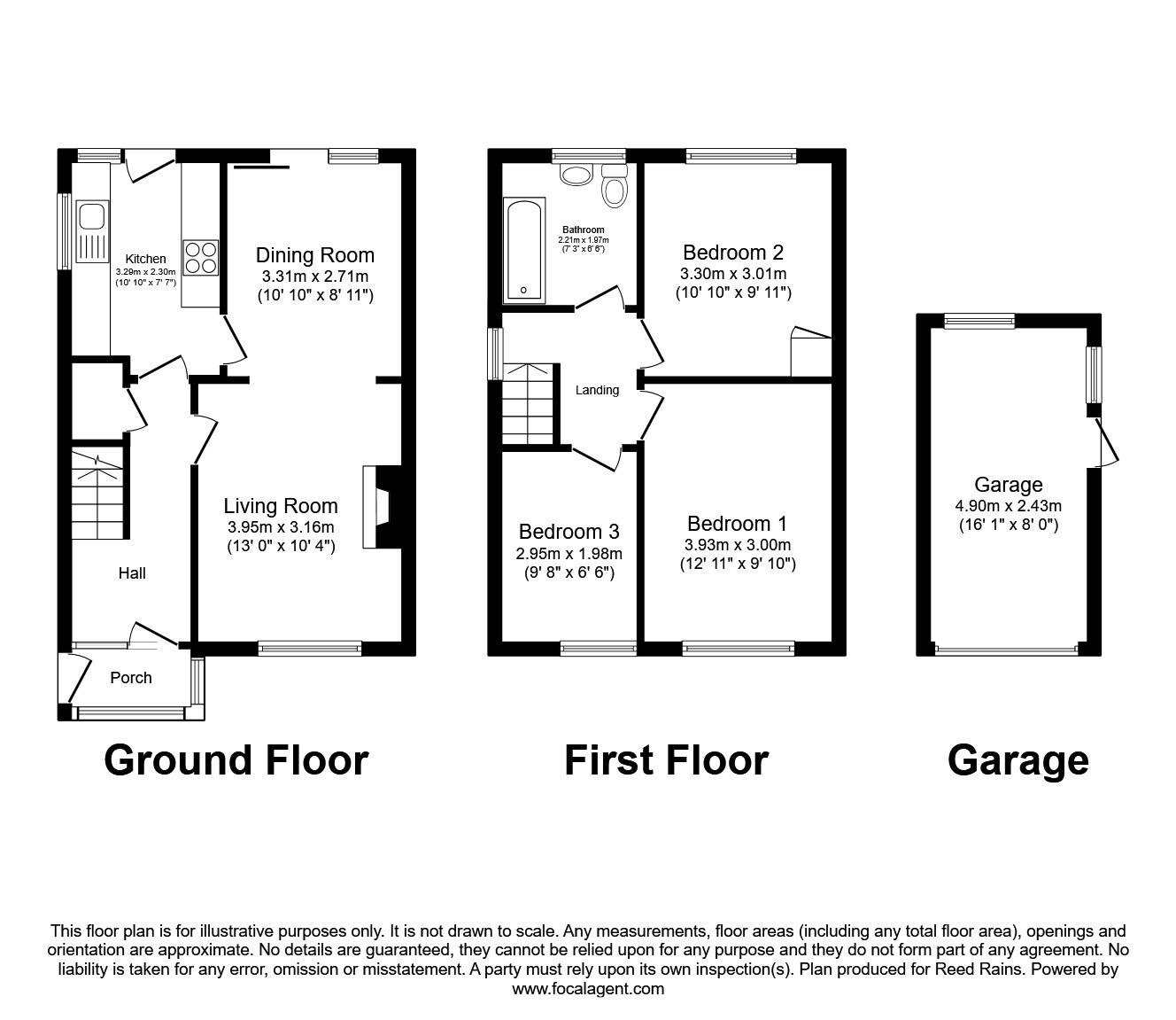 Floorplan of 3 bedroom Semi Detached House for sale, Oakley Avenue, Chesterfield, Derbyshire, S40