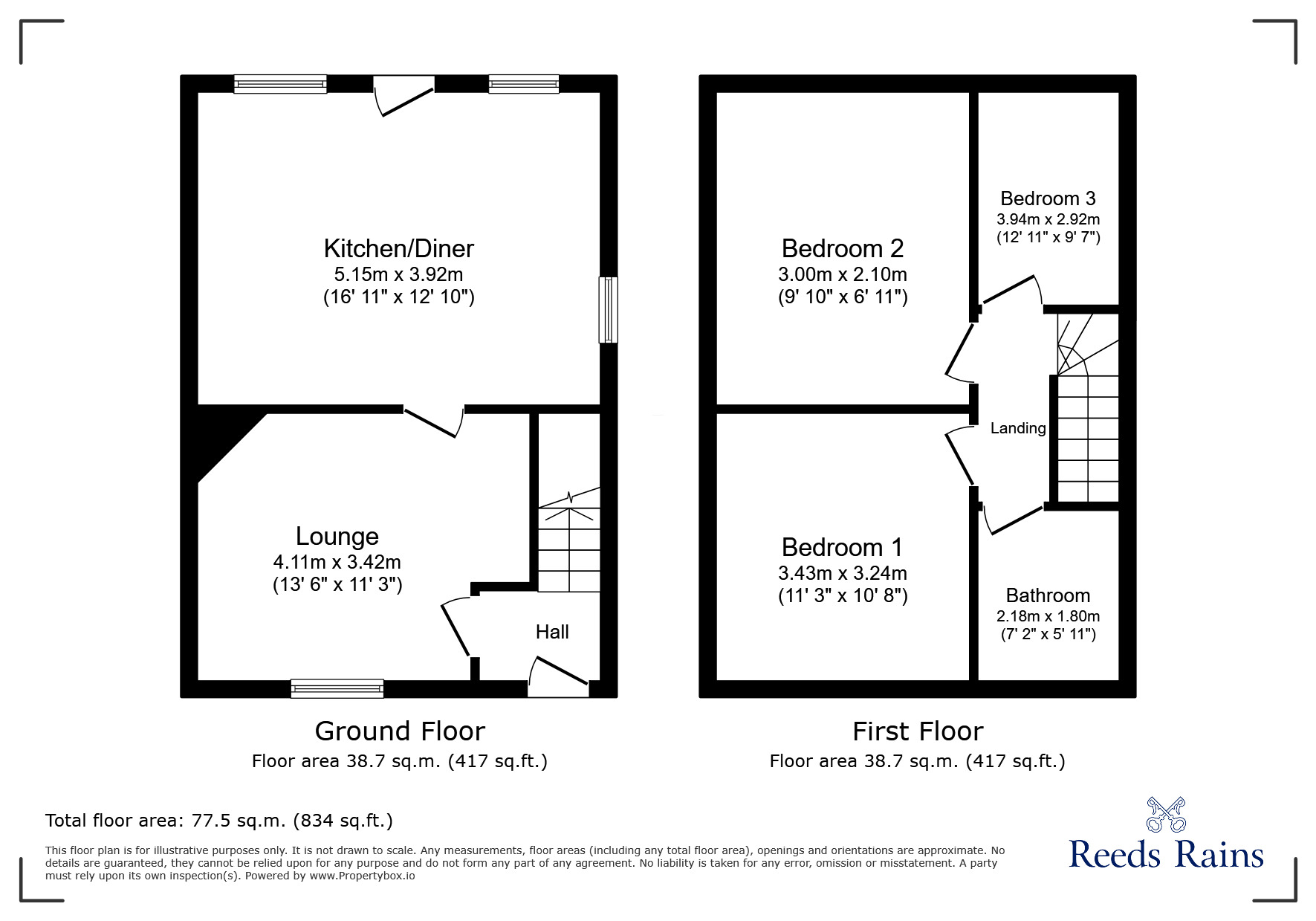 Floorplan of 3 bedroom Semi Detached House to rent, Fern Avenue, Staveley, Derbyshire, S43