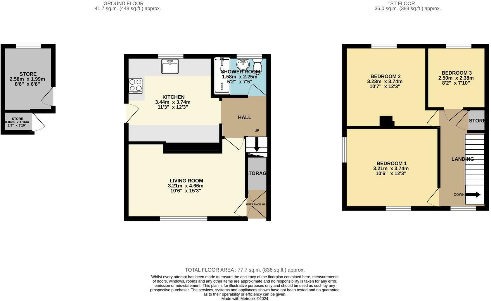 Floorplan of 3 bedroom Semi Detached House to rent, North Side, New Tupton, Derbyshire, S42