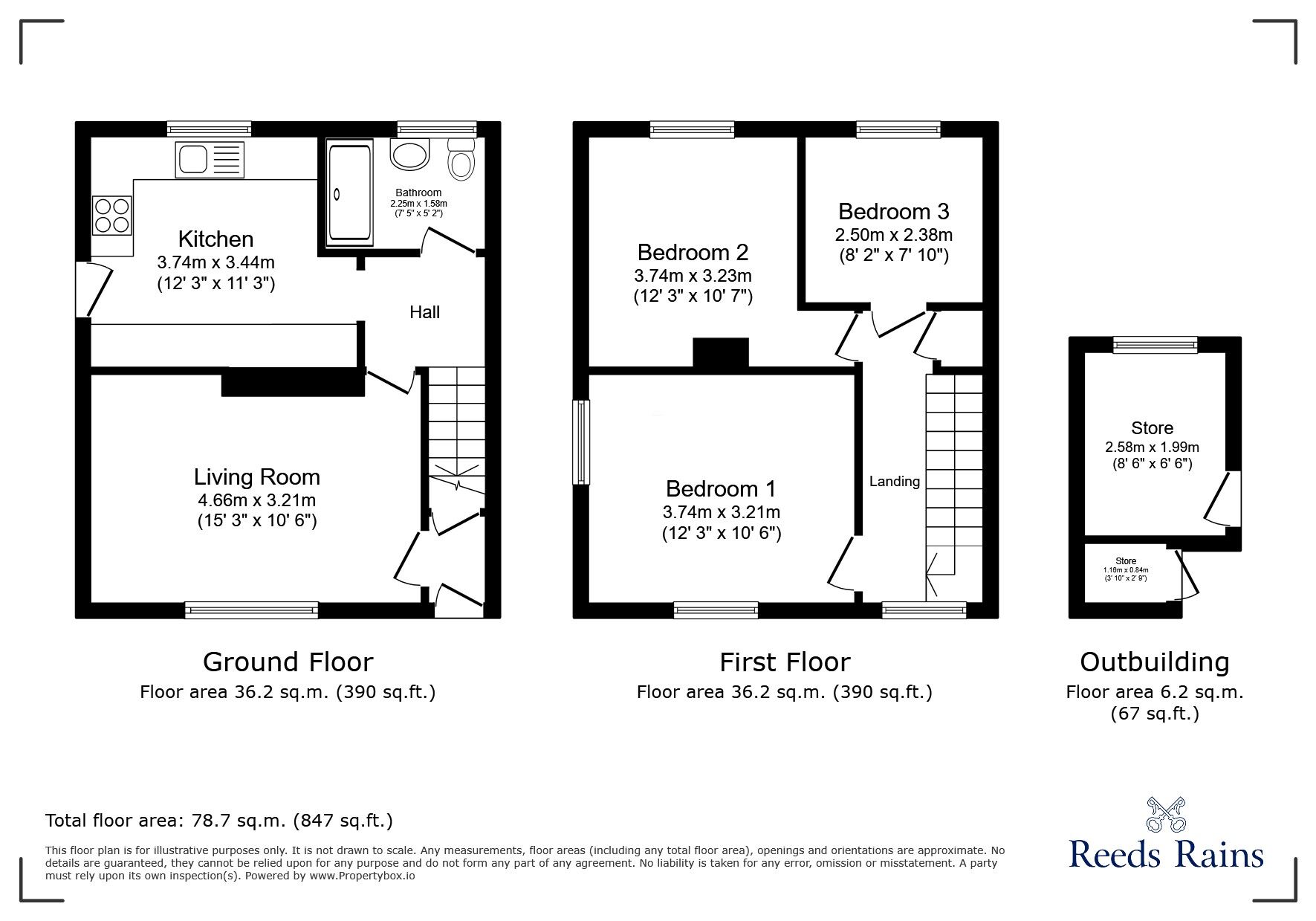 Floorplan of 3 bedroom Semi Detached House to rent, North Side, New Tupton, Derbyshire, S42