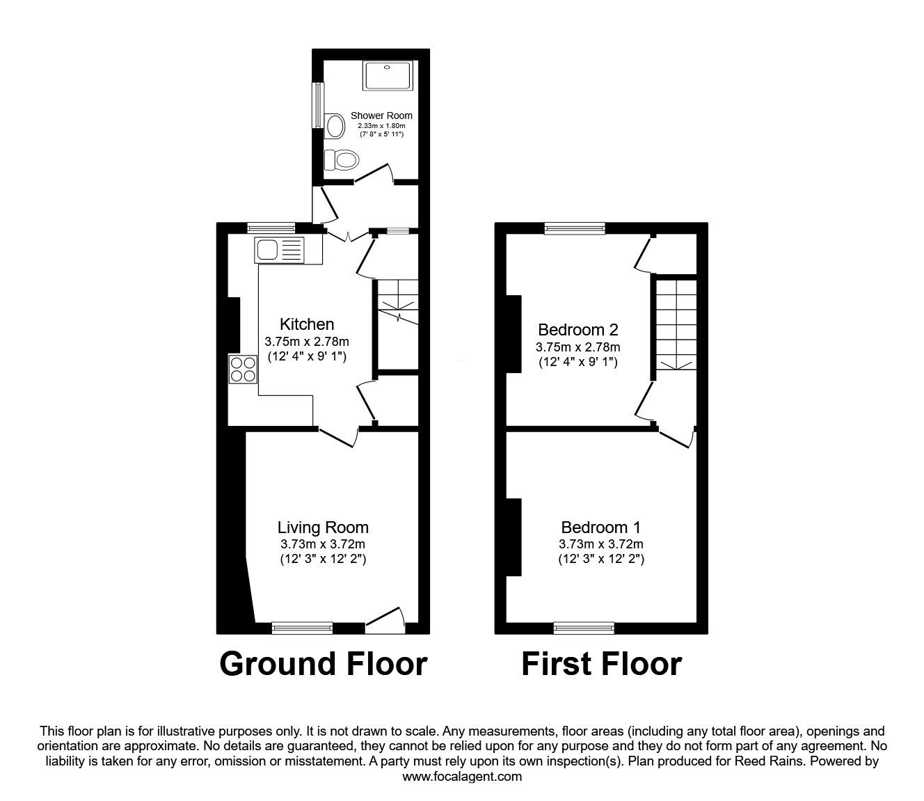 Floorplan of 2 bedroom Mid Terrace House for sale, John Street, Brimington, Derbyshire, S43