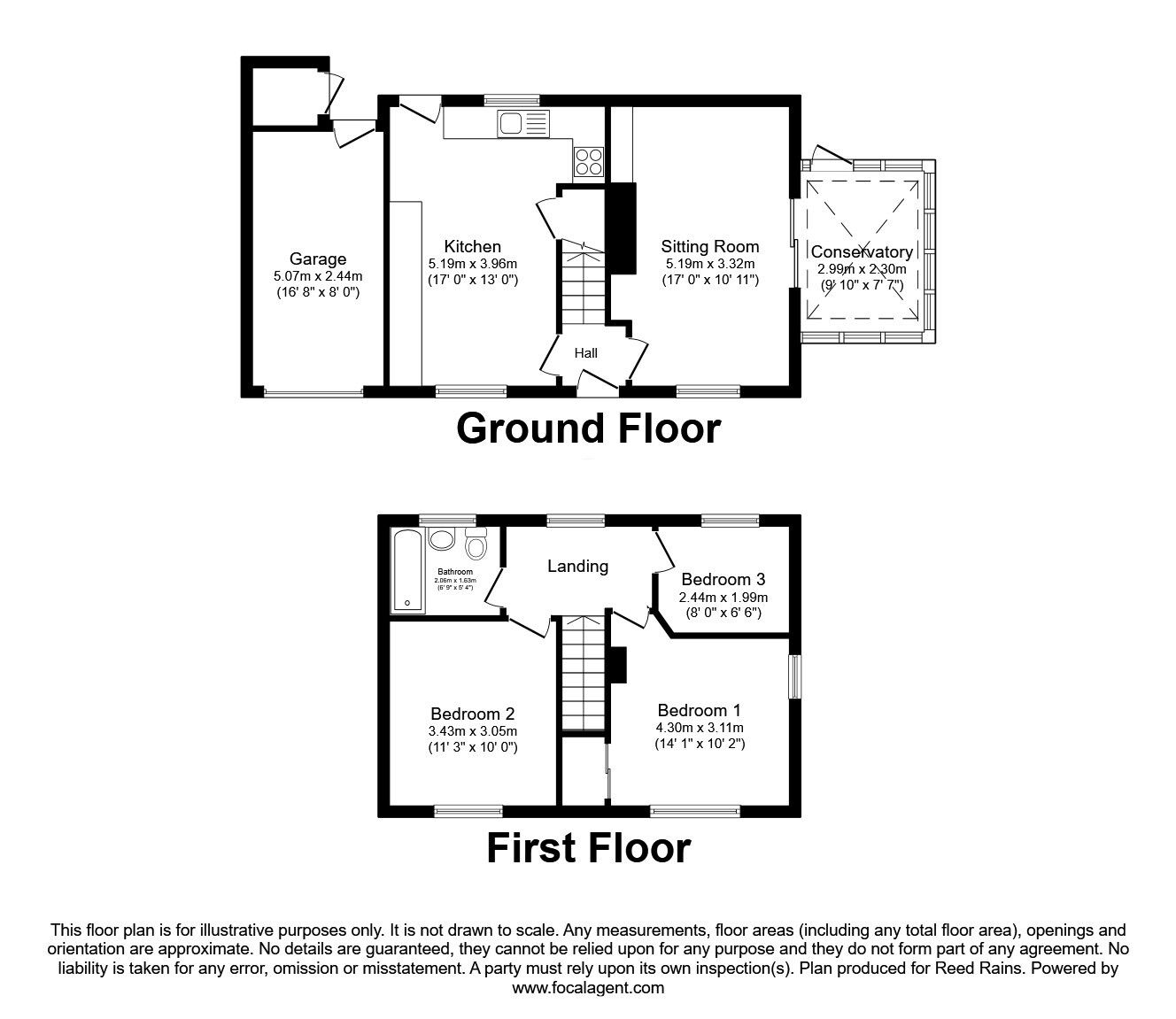 Floorplan of 3 bedroom Detached House for sale, Clarkson Avenue, Chesterfield, Derbyshire, S40
