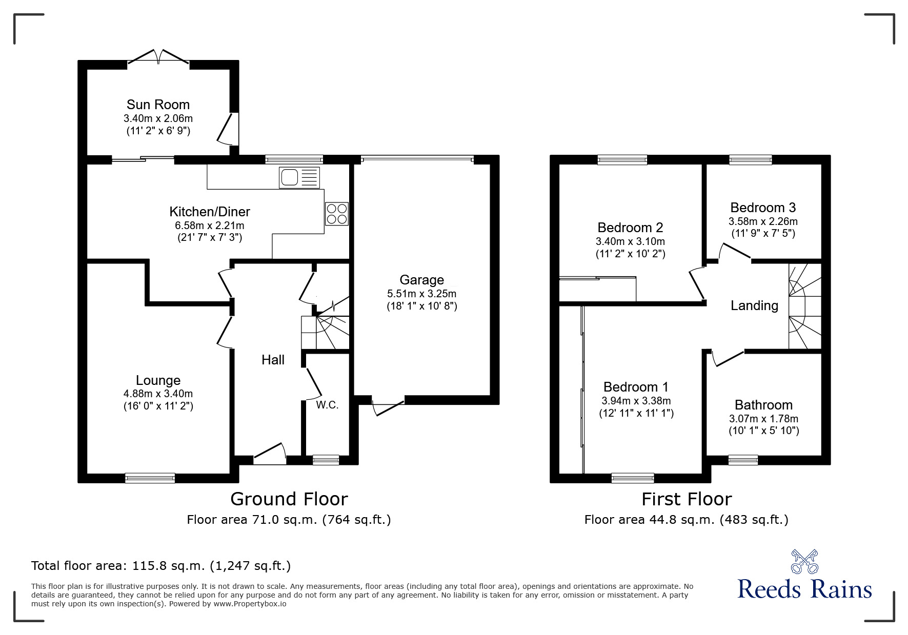 Floorplan of 3 bedroom Semi Detached House for sale, Penrose Crescent, Arkwright Town, Derbyshire, S44