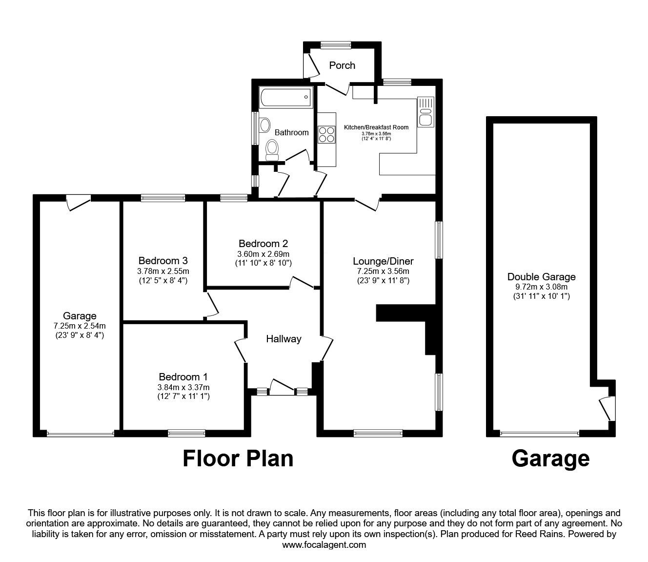 Floorplan of 3 bedroom Detached Bungalow for sale, Ringwood Road, Brimington, Derbyshire, S43