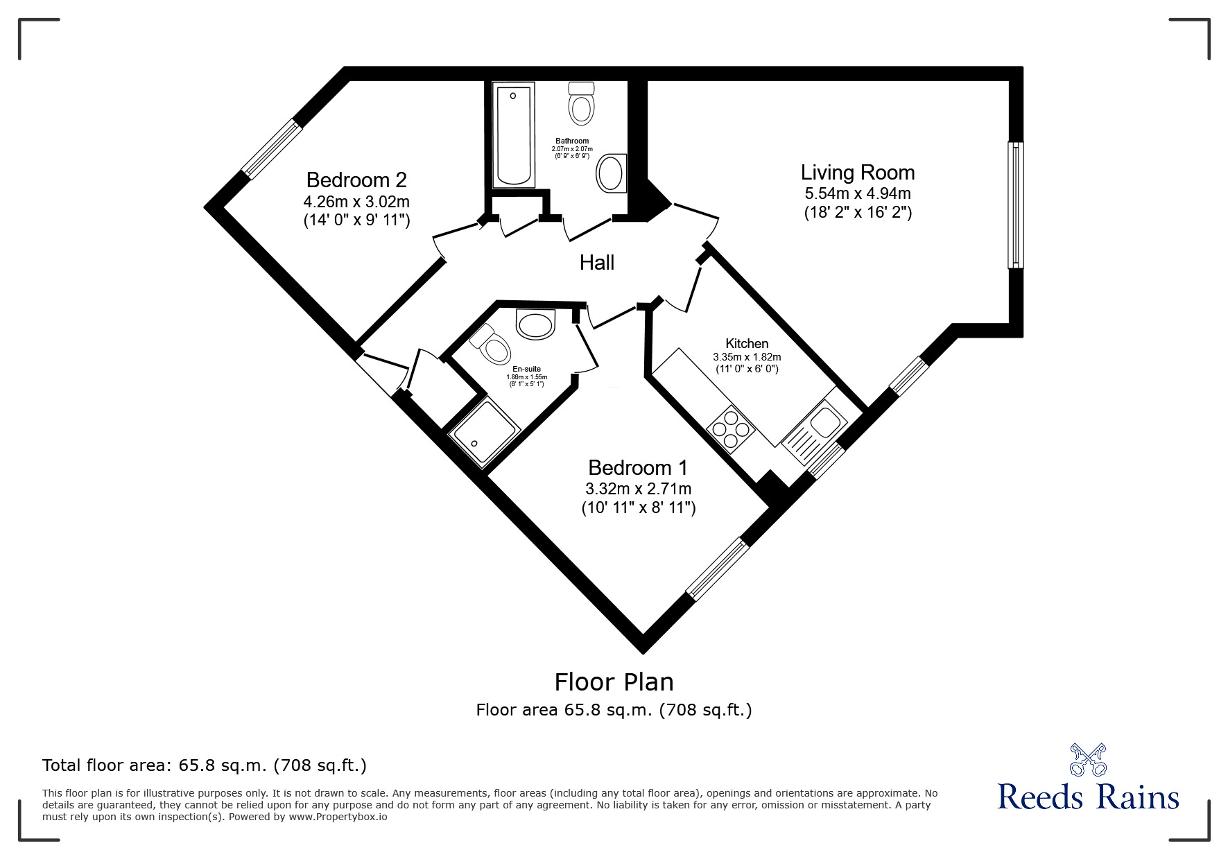 Floorplan of 2 bedroom  Flat to rent, Spinner Croft, Chesterfield, Derbyshire, S40