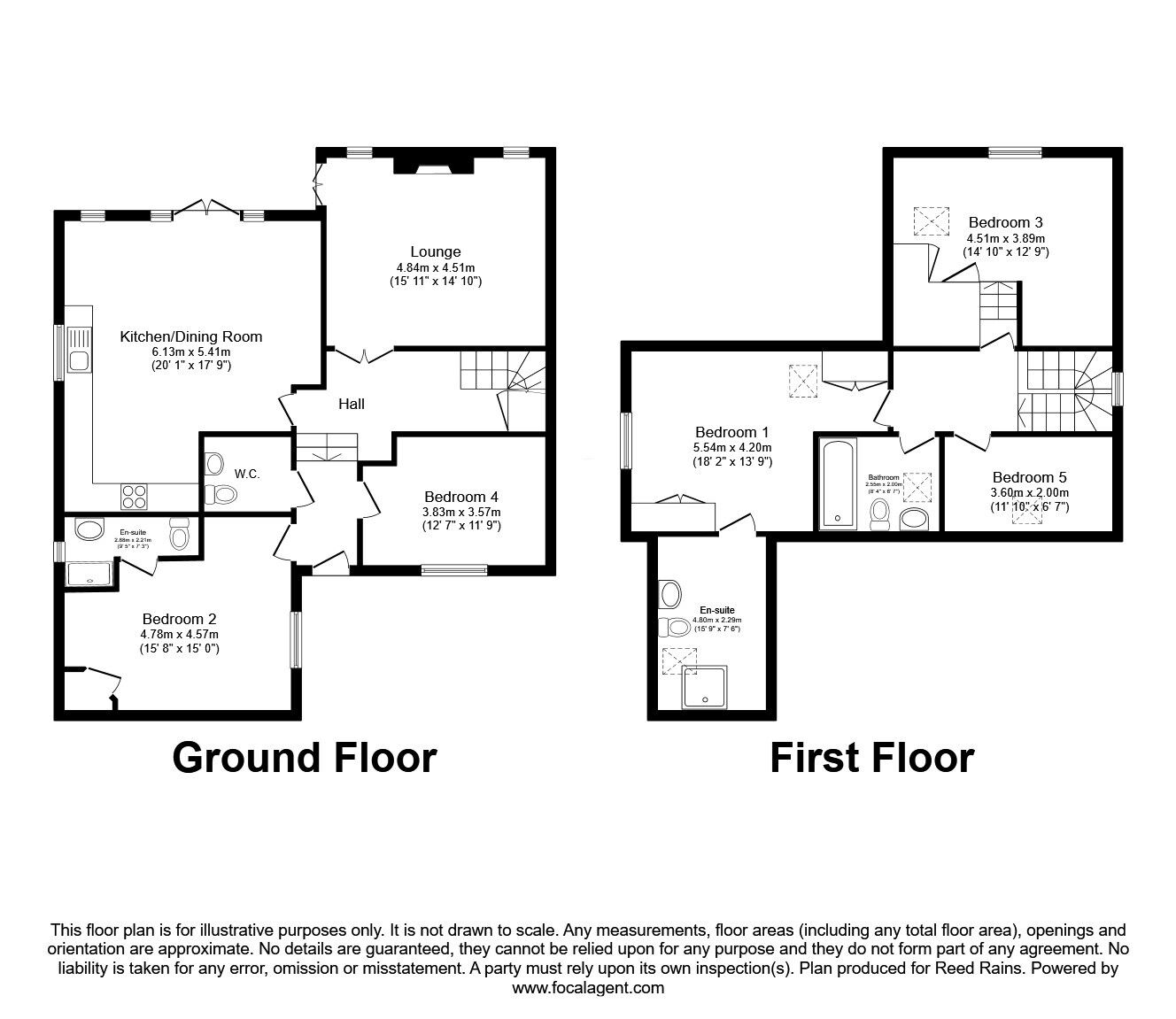 Floorplan of 5 bedroom Detached House for sale, Alma Street, North Wingfield, Derbyshire, S42