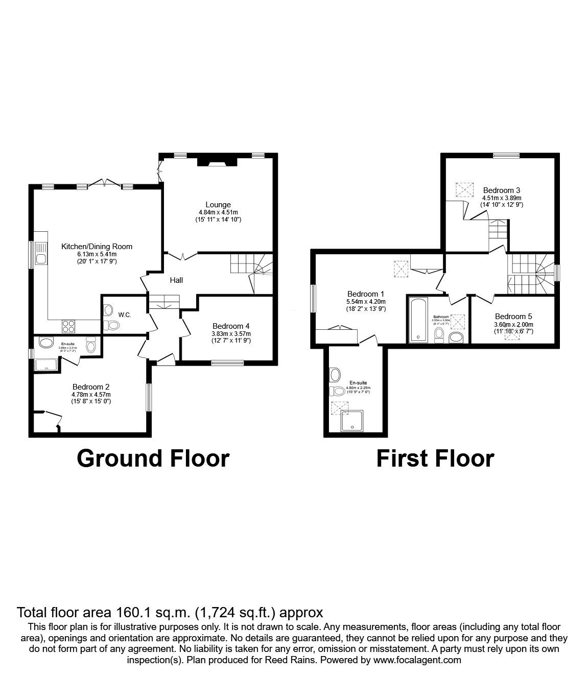 Floorplan of 5 bedroom Detached House for sale, Alma Street, North Wingfield, Derbyshire, S42