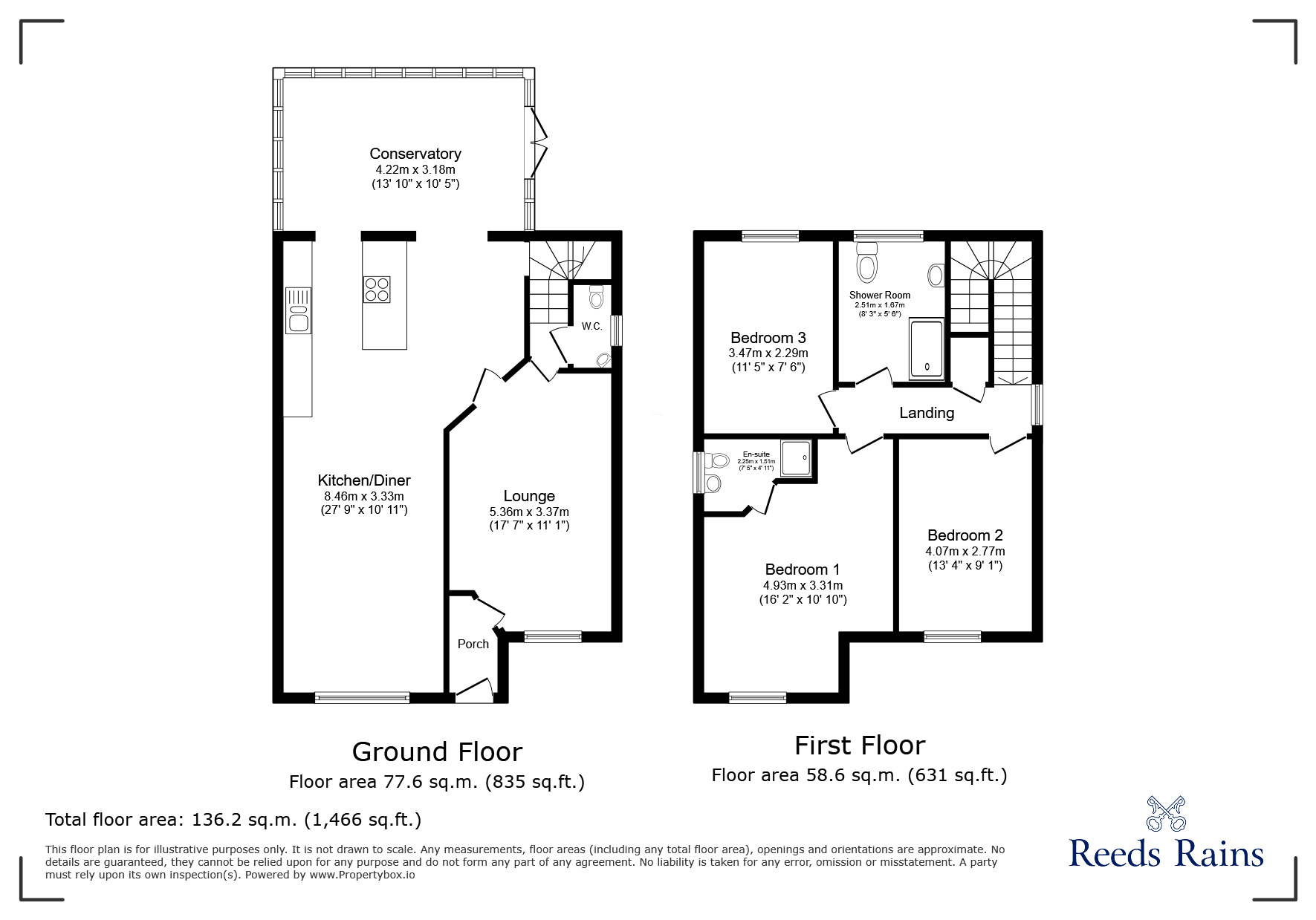 Floorplan of 3 bedroom Detached House for sale, Blueberry Close, Inkersall, Derbyshire, S43