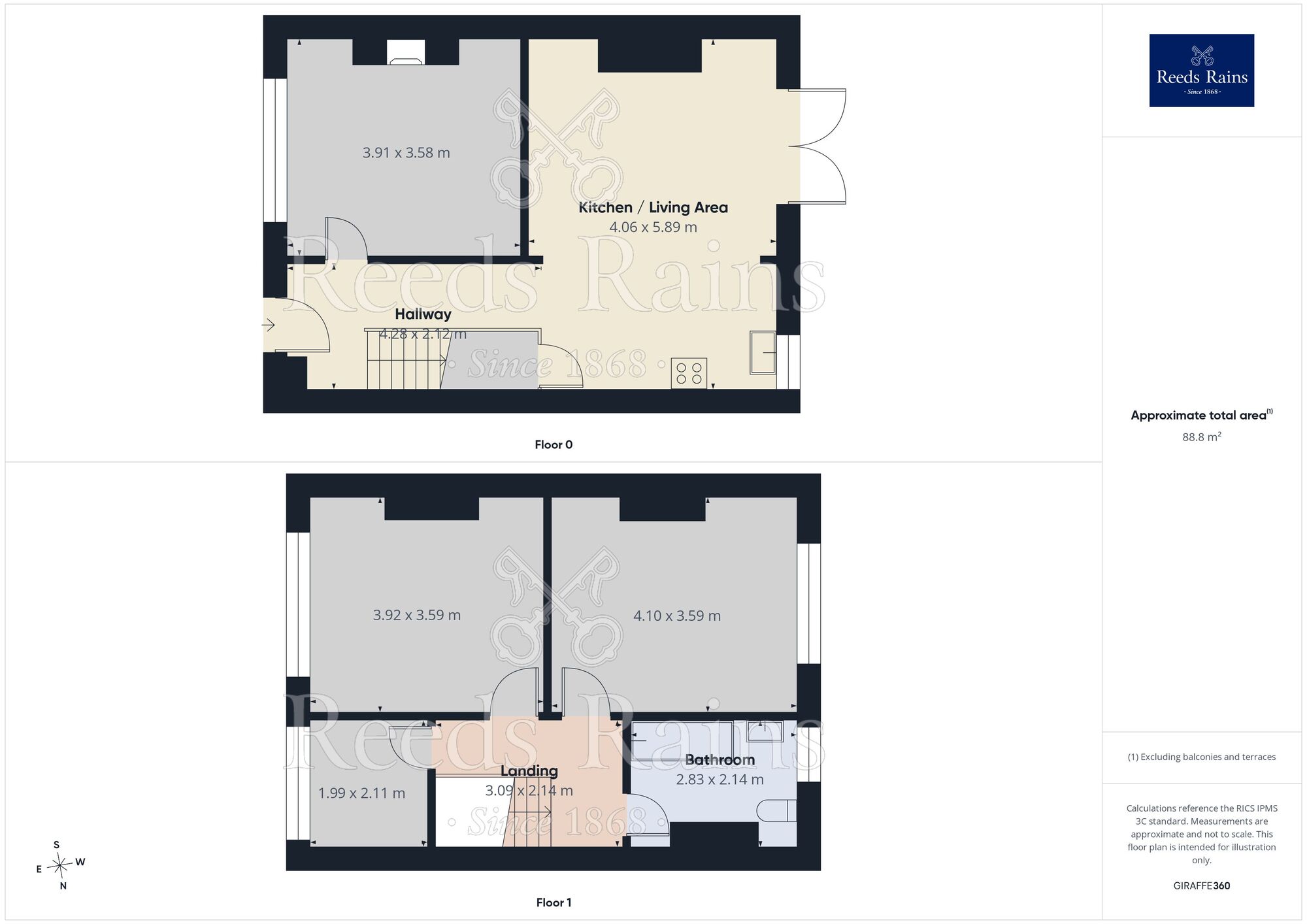 Floorplan of 3 bedroom Mid Terrace House to rent, Wateringbury Grove, Staveley, Derbyshire, S43