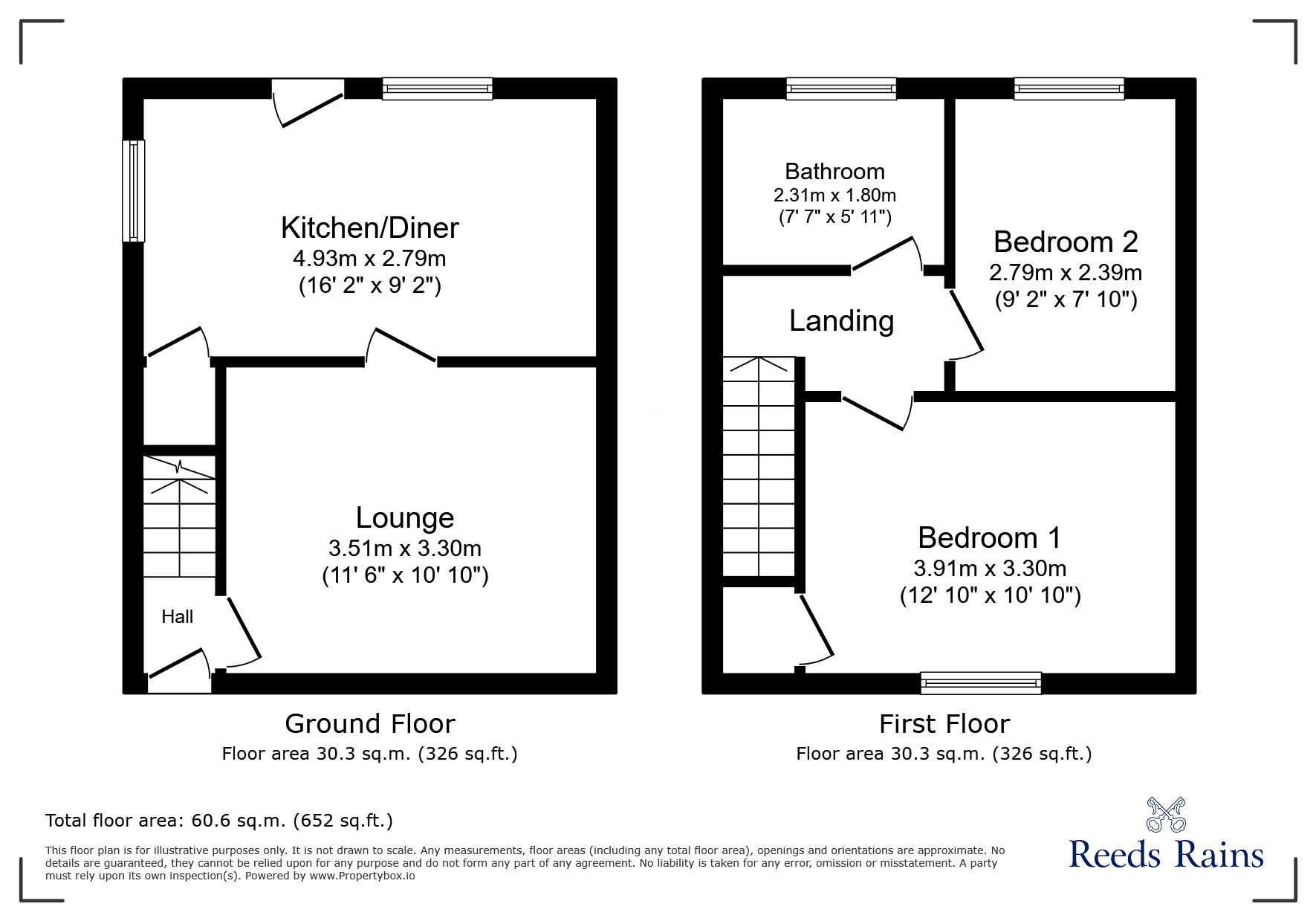 Floorplan of 2 bedroom Semi Detached House to rent, Talbot Crescent, Hasland, Derbyshire, S41