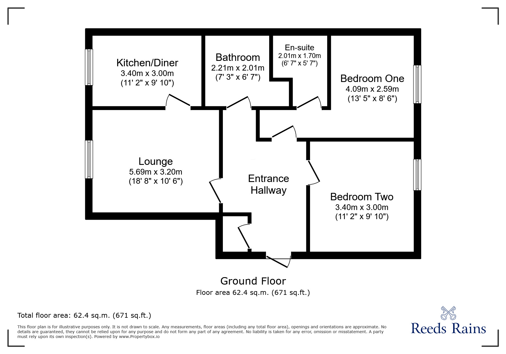 Floorplan of 2 bedroom Flat to rent, Spinner Croft, Chesterfield, Derbyshire, S40
