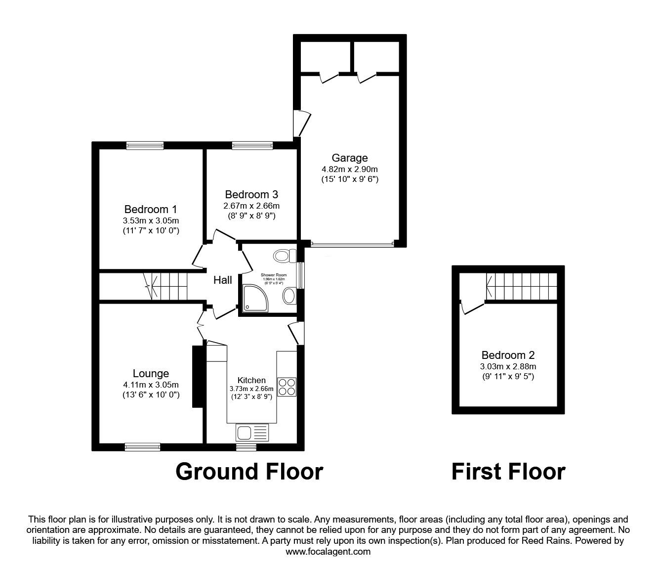 Floorplan of 3 bedroom Semi Detached Bungalow for sale, Station Road, North Wingfield, Derbyshire, S42