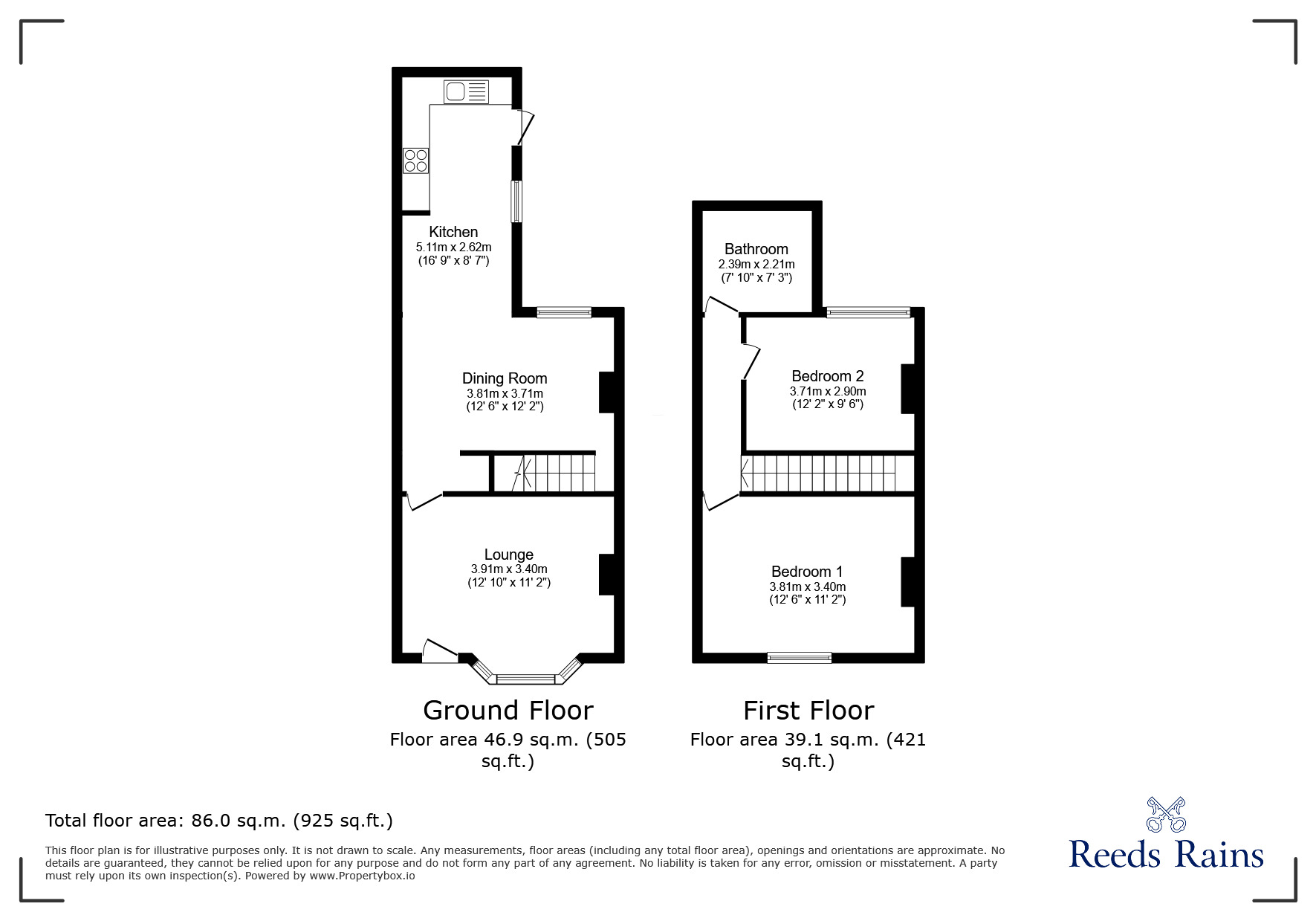 Floorplan of 2 bedroom Semi Detached House for sale, Hardwick Avenue, New Whittington, Derbyshire, S43