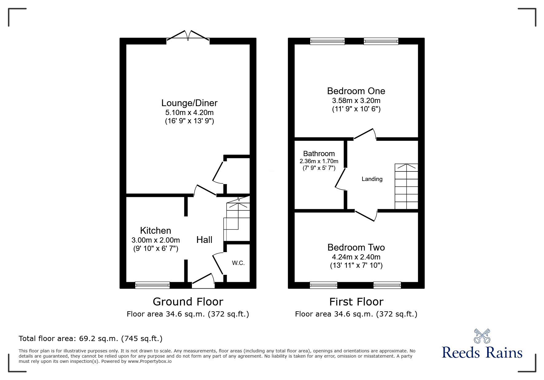 Floorplan of 2 bedroom End Terrace House for sale, Hawthorne Road, Barlborough, Derbyshire, S43
