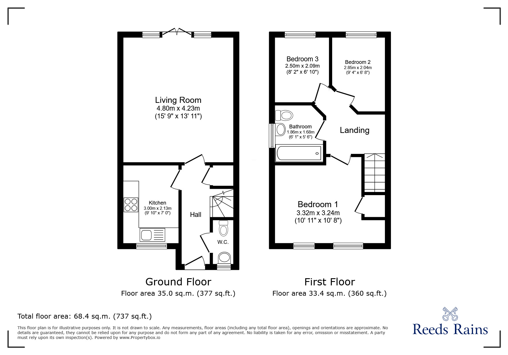 Floorplan of 3 bedroom End Terrace House to rent, Kariba Close, Chesterfield, Derbyshire, S41