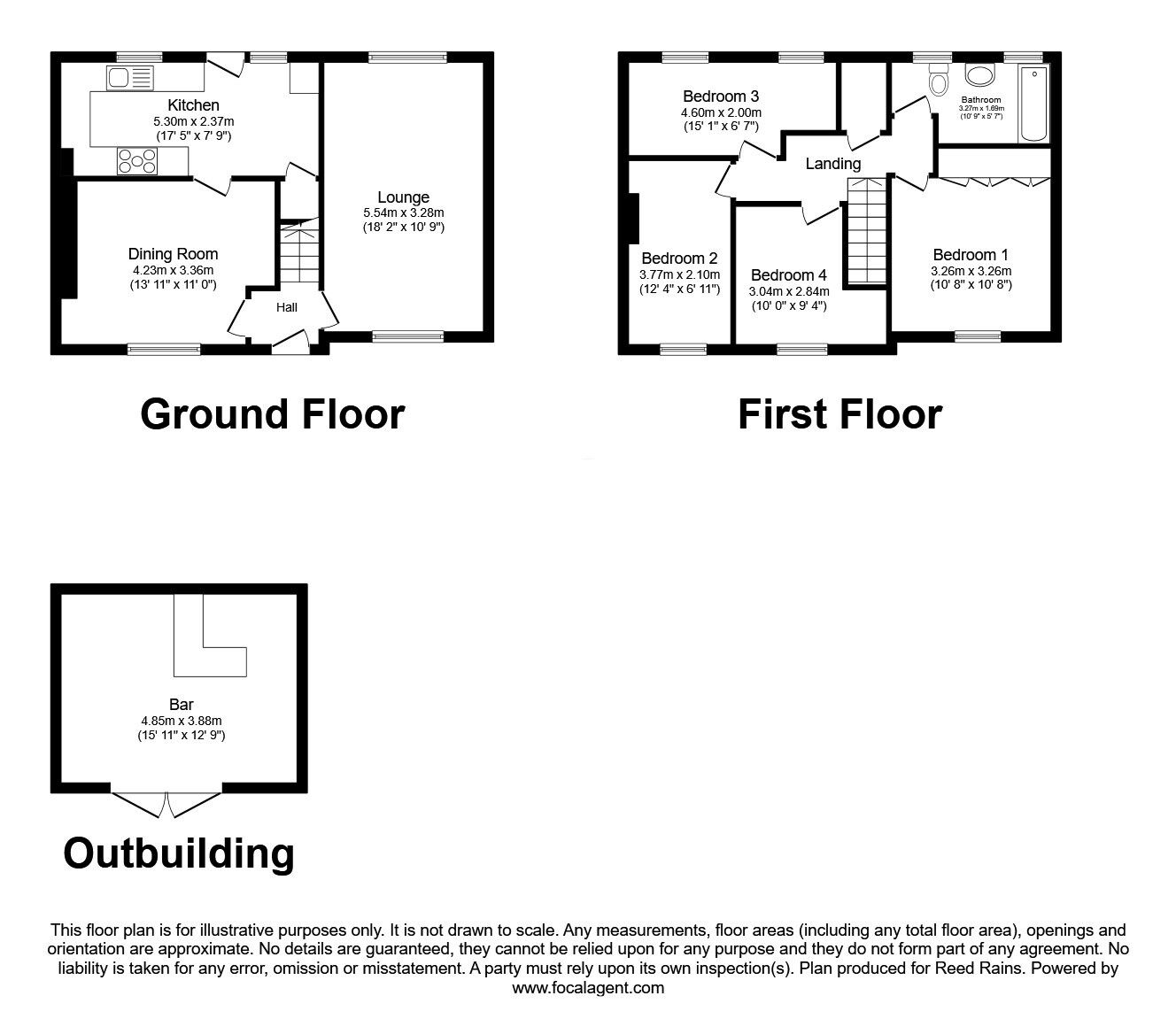 Floorplan of 4 bedroom Semi Detached House for sale, Fir Street, Hollingwood, Derbyshire, S43