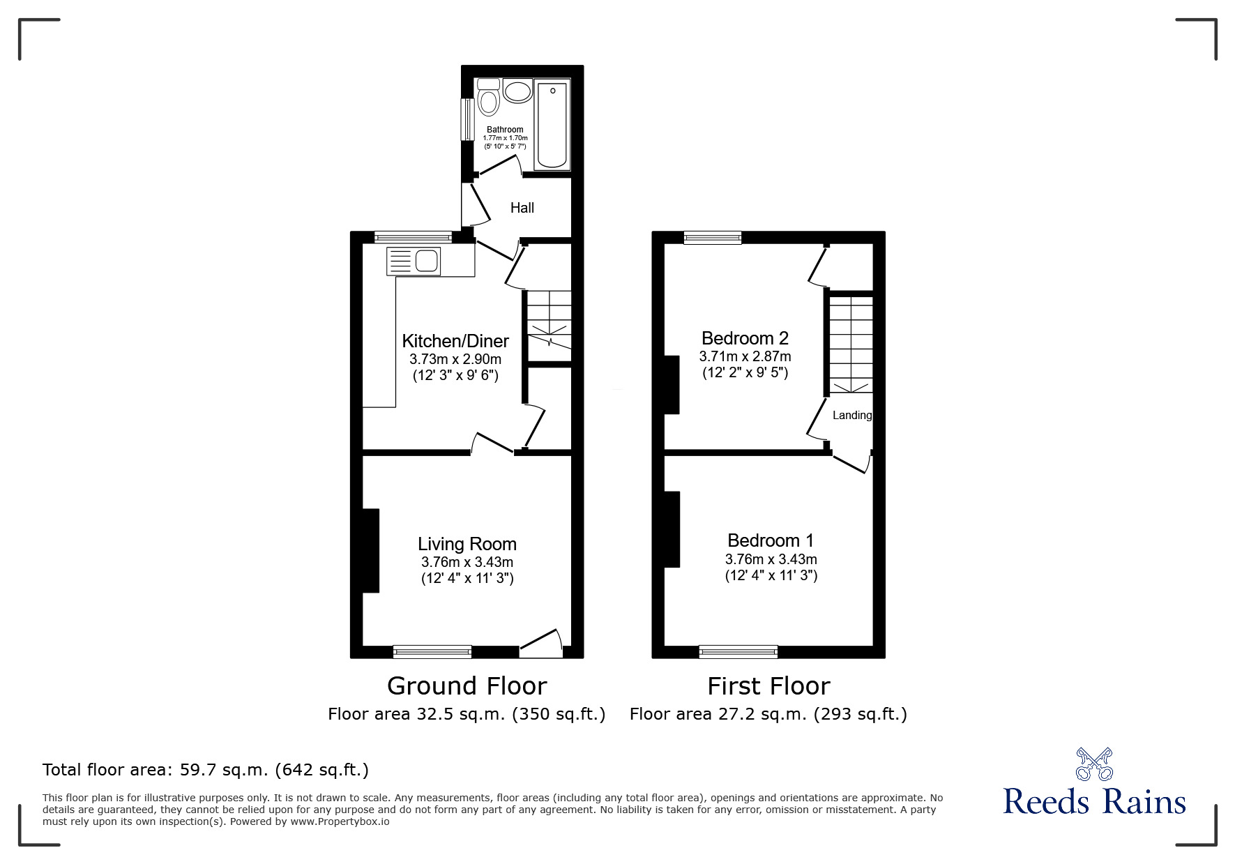 Floorplan of 2 bedroom Mid Terrace House for sale, St. Helens Street, Chesterfield, Derbyshire, S41