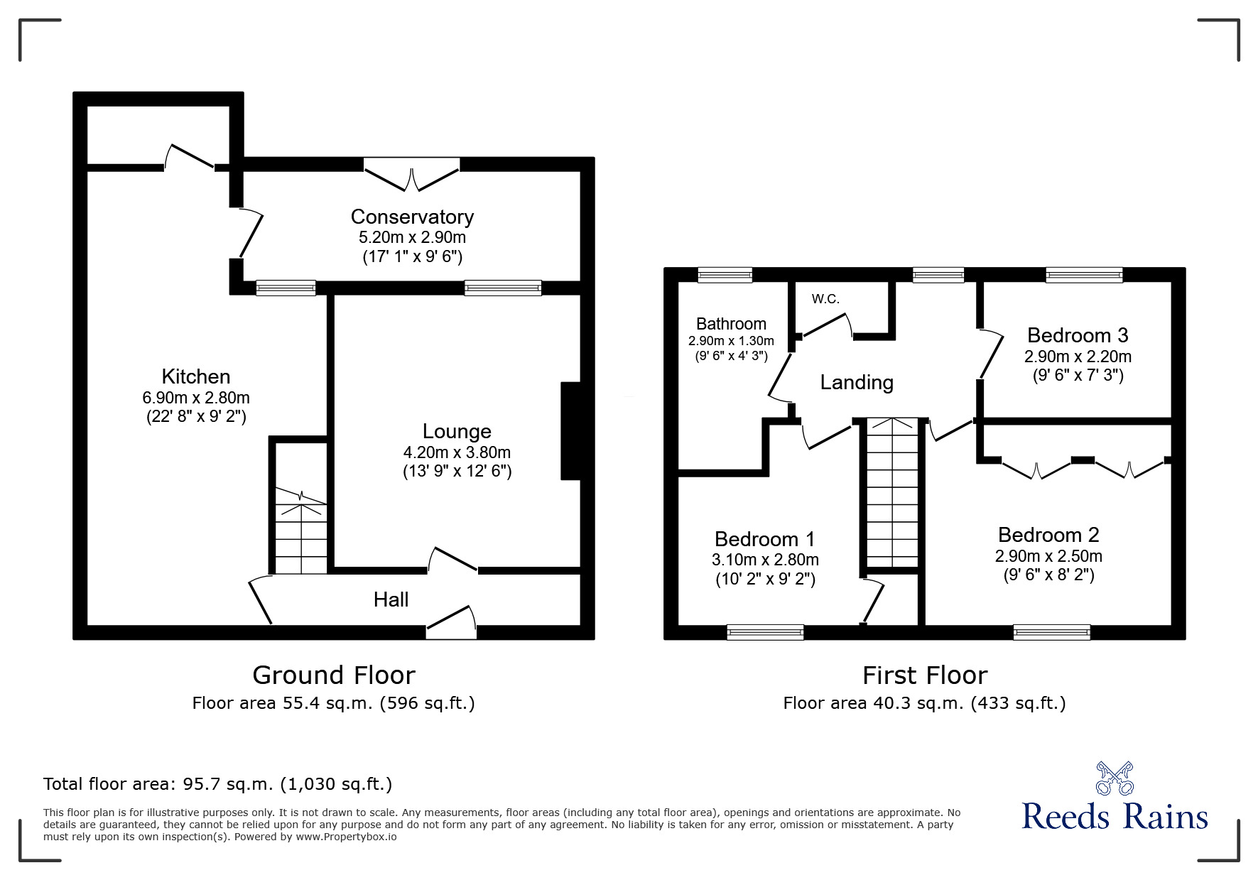 Floorplan of 3 bedroom Semi Detached House for sale, The Green, Glapwell, Derbyshire, S44