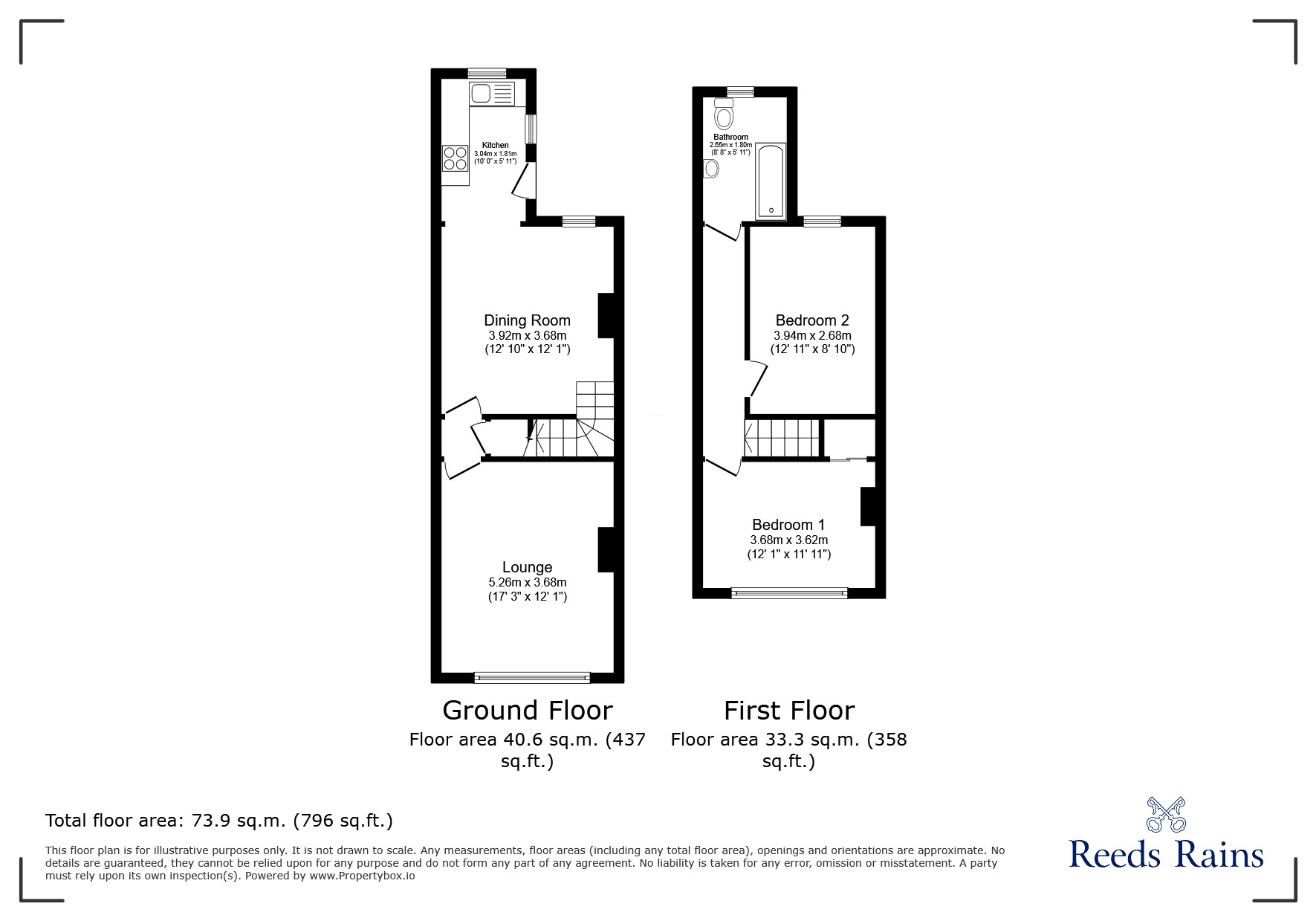 Floorplan of 2 bedroom Semi Detached House for sale, Holmgate Road, Clay Cross, Derbyshire, S45