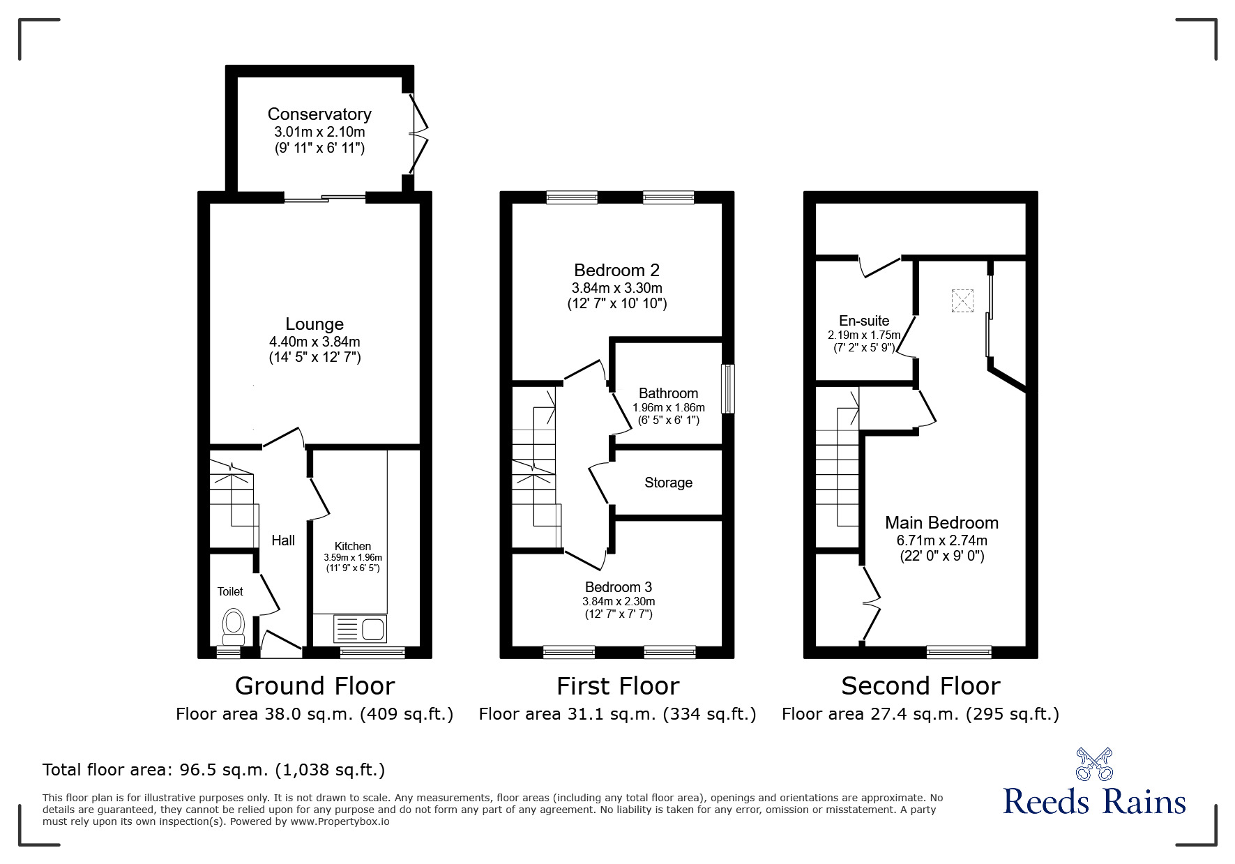 Floorplan of 3 bedroom Detached House for sale, Kentmere Way, Staveley, Derbyshire, S43