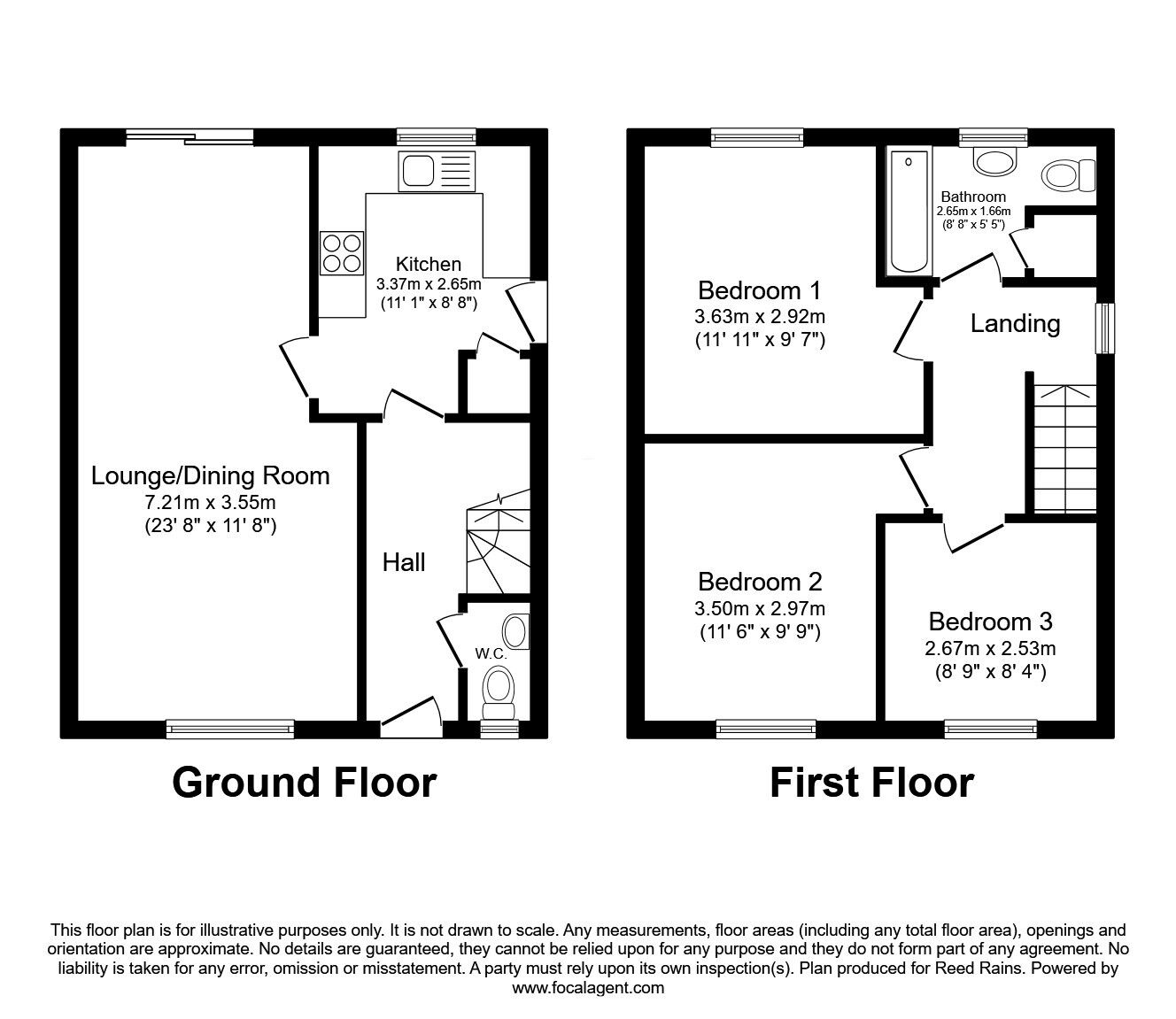 Floorplan of 3 bedroom Semi Detached House for sale, Ruston Close, Derbyshire, S40