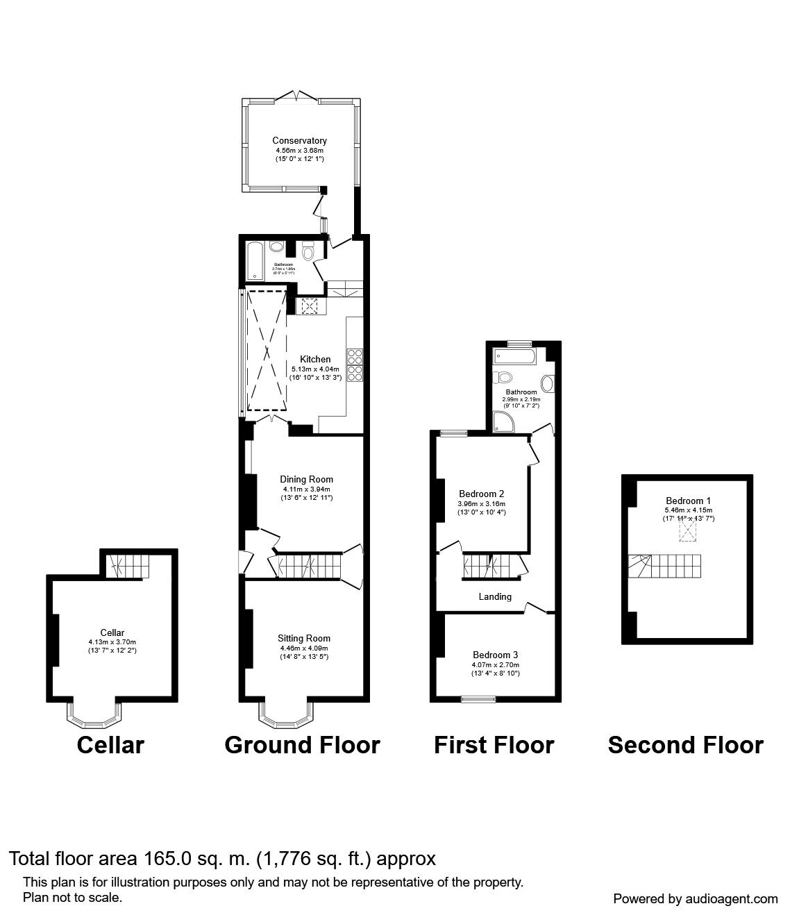 Floorplan of 3 bedroom Semi Detached House to rent, Chatsworth Road, Chesterfield, Derbyshire, S40