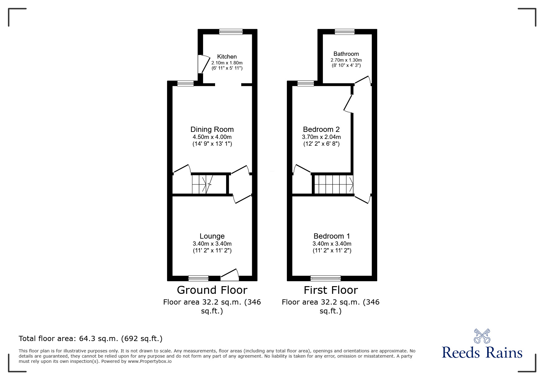Floorplan of 2 bedroom Mid Terrace House to rent, Henry Street, Grassmoor, Derbyshire, S42
