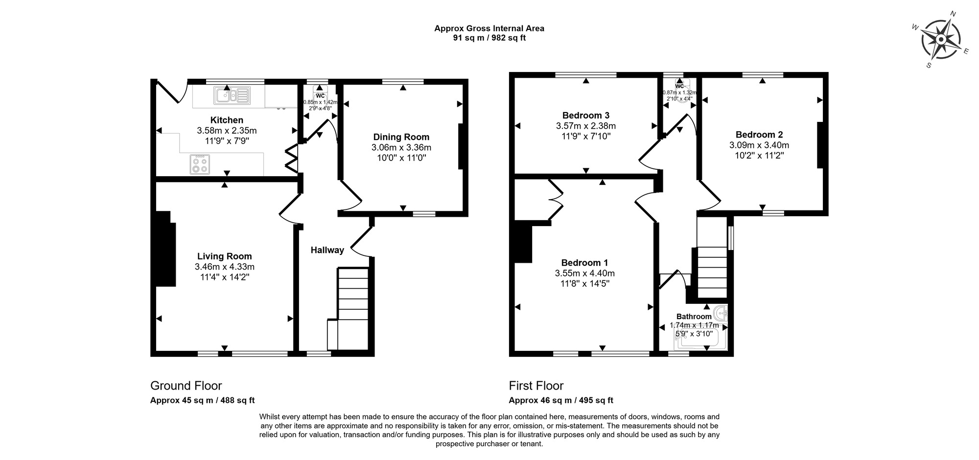 Floorplan of 3 bedroom Semi Detached House for sale, Walgrove Avenue, Chesterfield, Derbyshire, S40