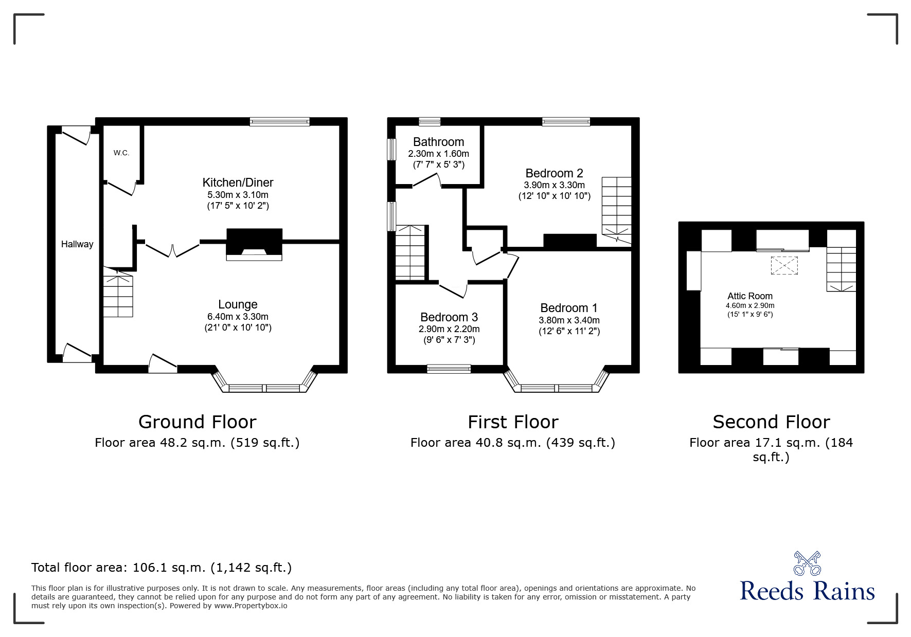 Floorplan of 3 bedroom Mid Terrace House to rent, Valley Road, Mastin Moor, Derbyshire, S43