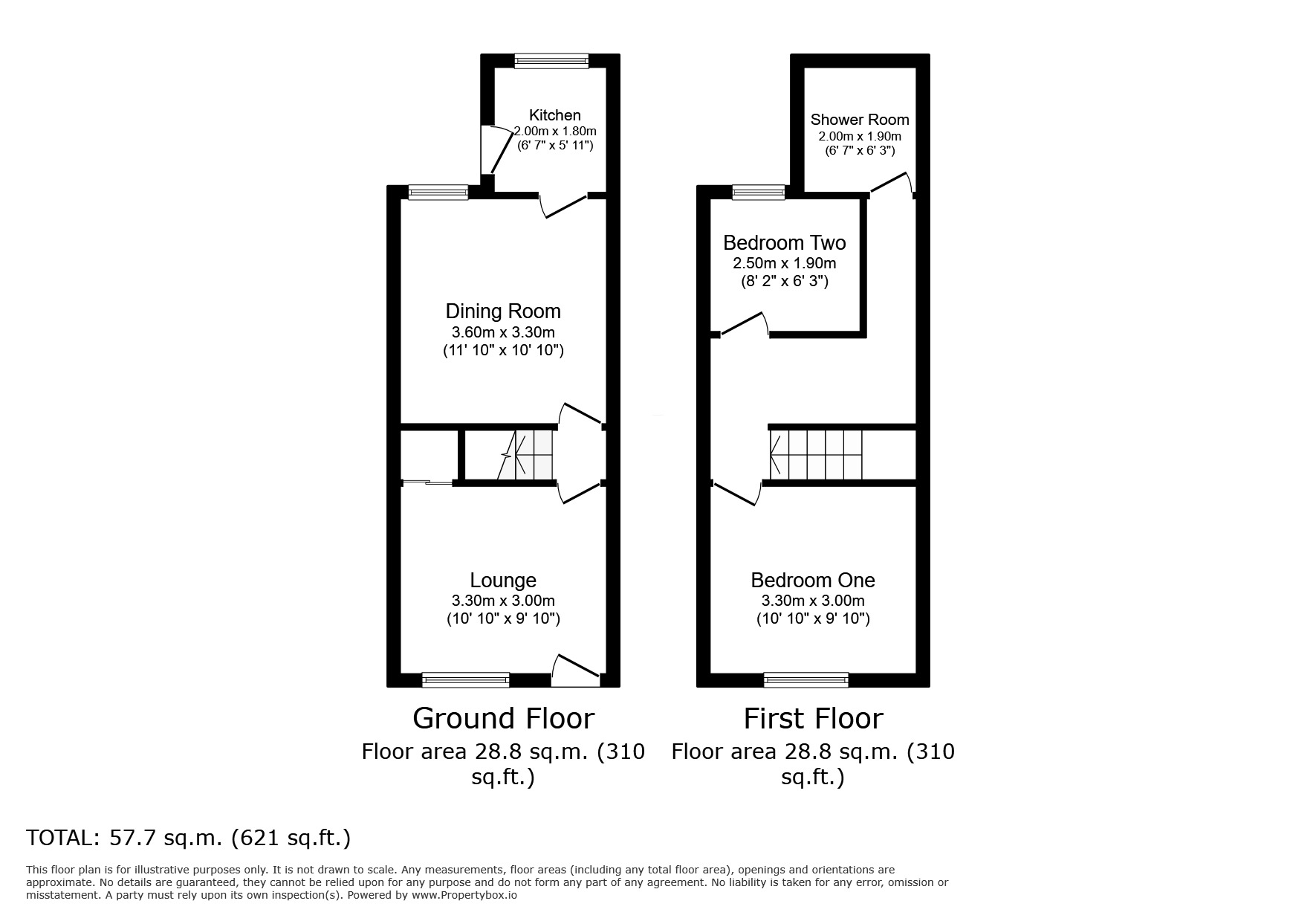 Floorplan of 2 bedroom Mid Terrace House to rent, Ringwood Road, Brimington, Derbyshire, S43