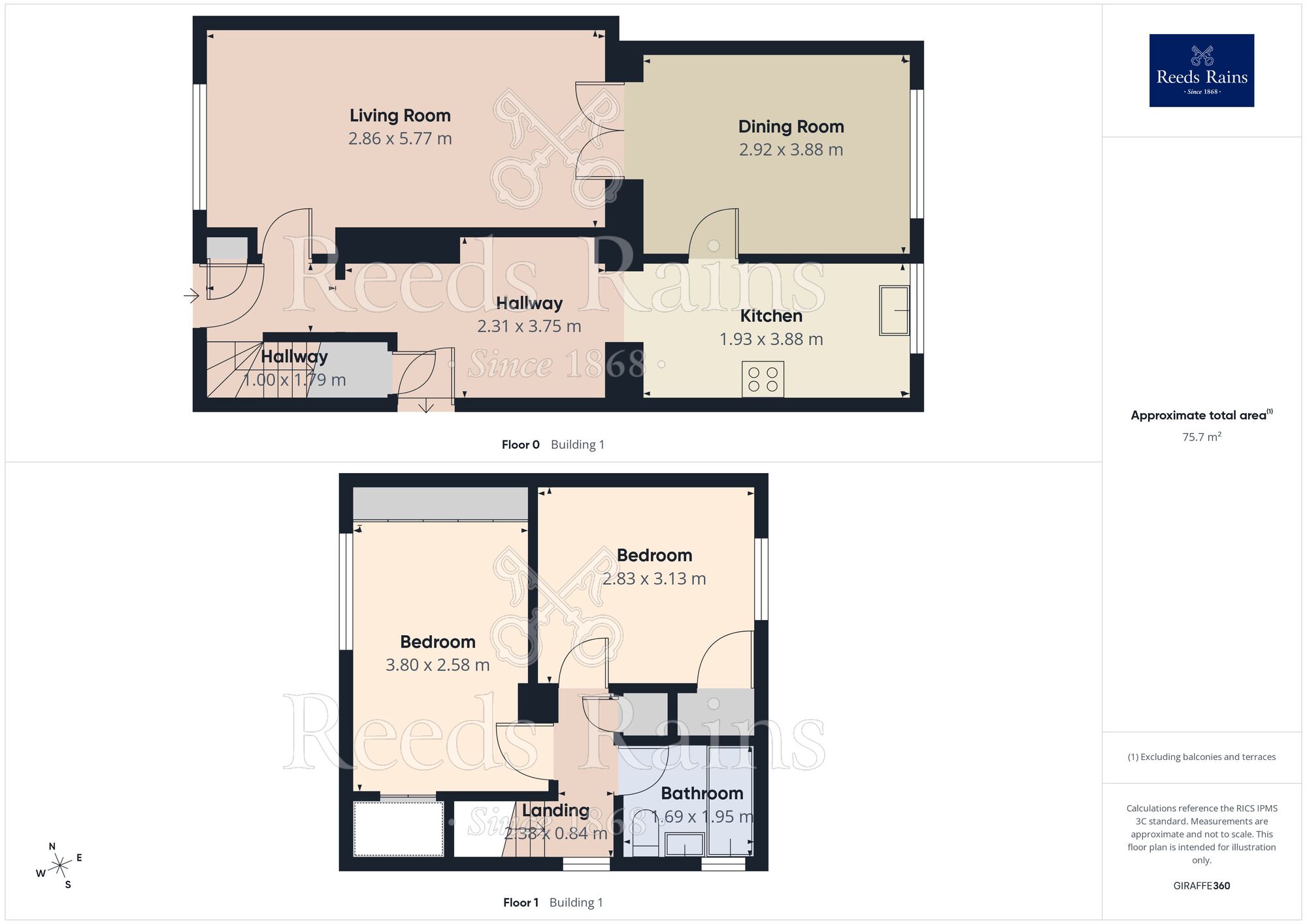 Floorplan of 2 bedroom Semi Detached House for sale, Reynard Crescent, Renishaw, Derbyshire, S21
