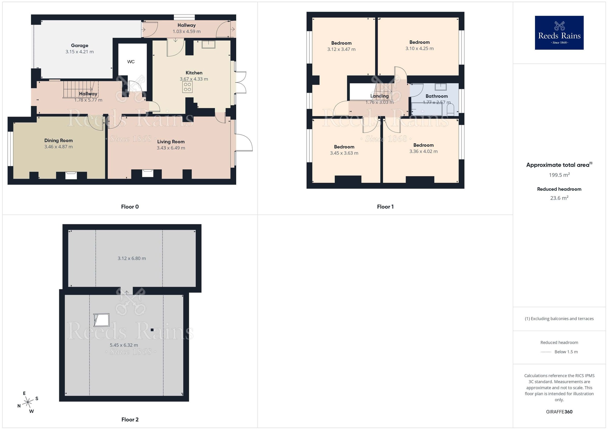 Floorplan of 4 bedroom Semi Detached House for sale, Grove Road, Brimington, Derbyshire, S43
