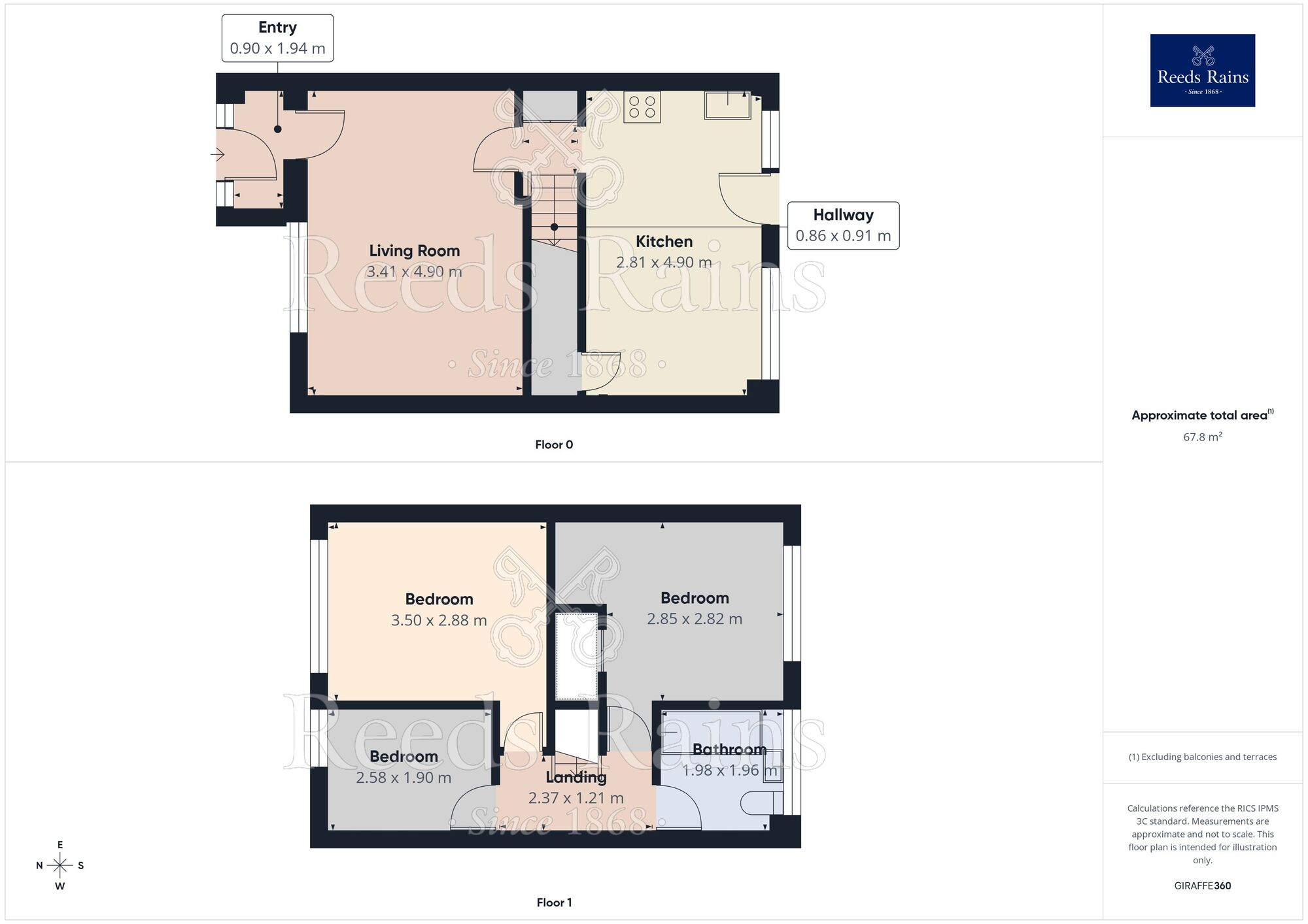 Floorplan of 3 bedroom Semi Detached House for sale, Cornwall Drive, Grassmoor, Derbyshire, S42