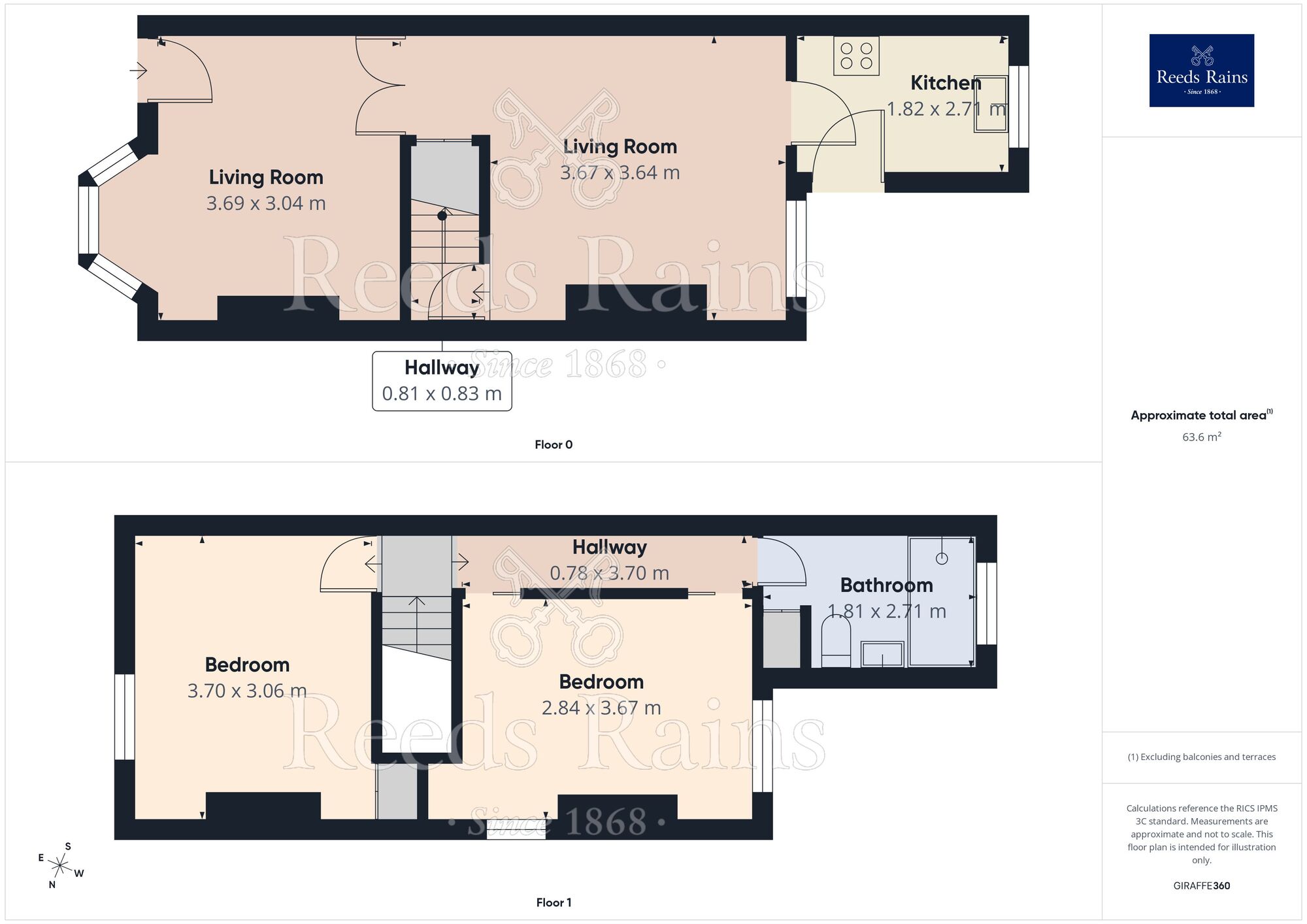 Floorplan of 2 bedroom End Terrace House for sale, Station Road, North Wingfield, Derbyshire, S42