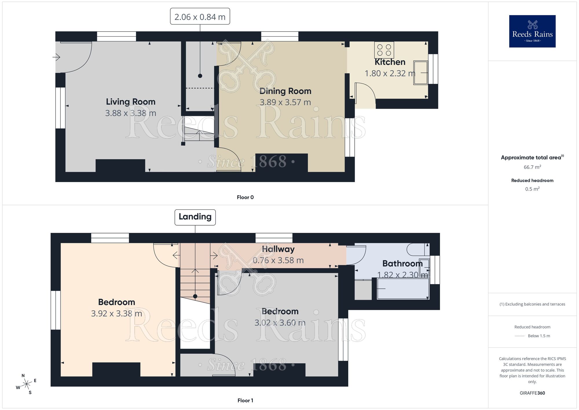 Floorplan of 2 bedroom End Terrace House for sale, Coronation Road, Brimington, Derbyshire, S43