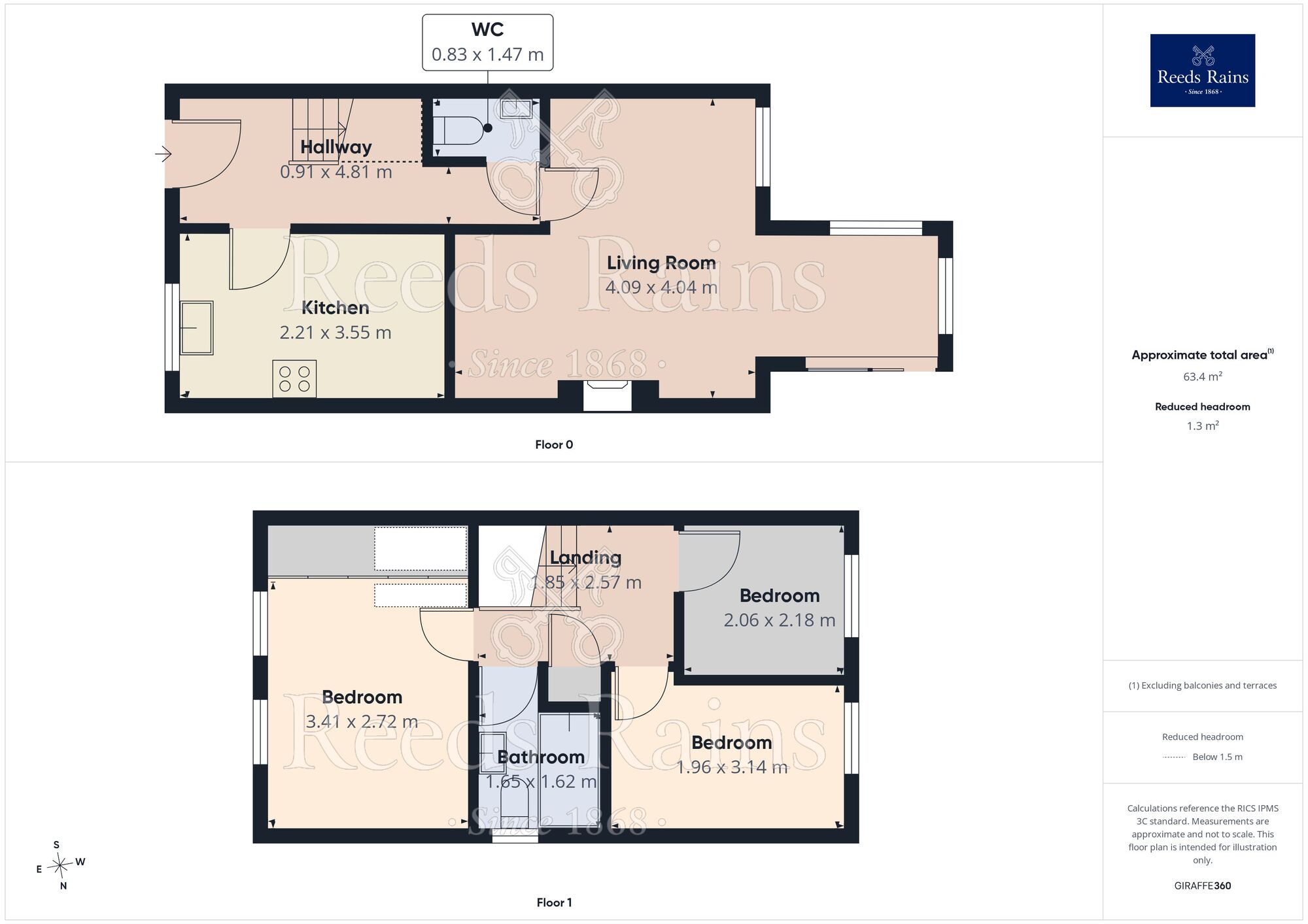 Floorplan of 3 bedroom Semi Detached House for sale, Alma Road, North Wingfield, Derbyshire, S42