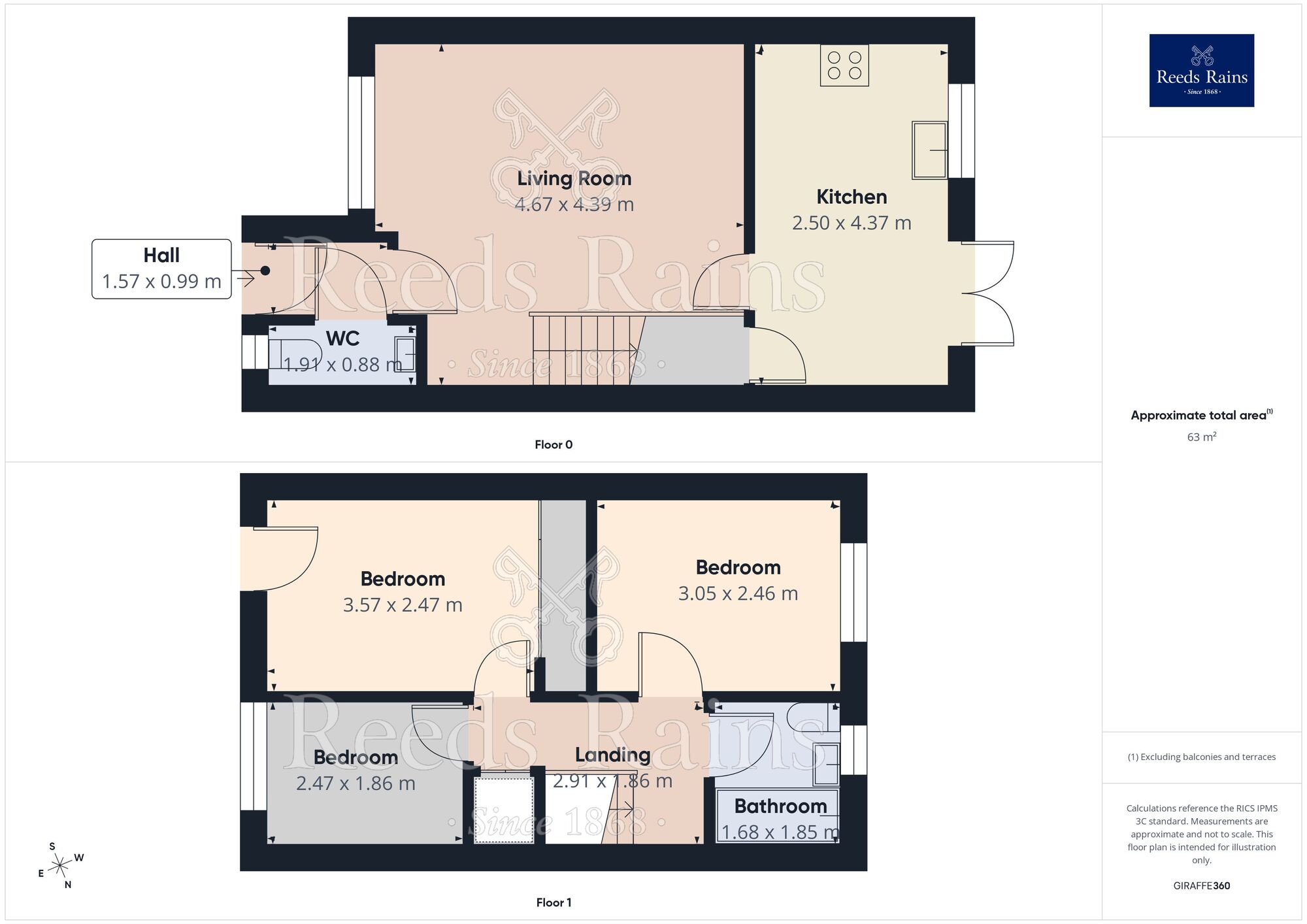Floorplan of 3 bedroom Semi Detached House for sale, Wain Avenue, Chesterfield, Derbyshire, S41