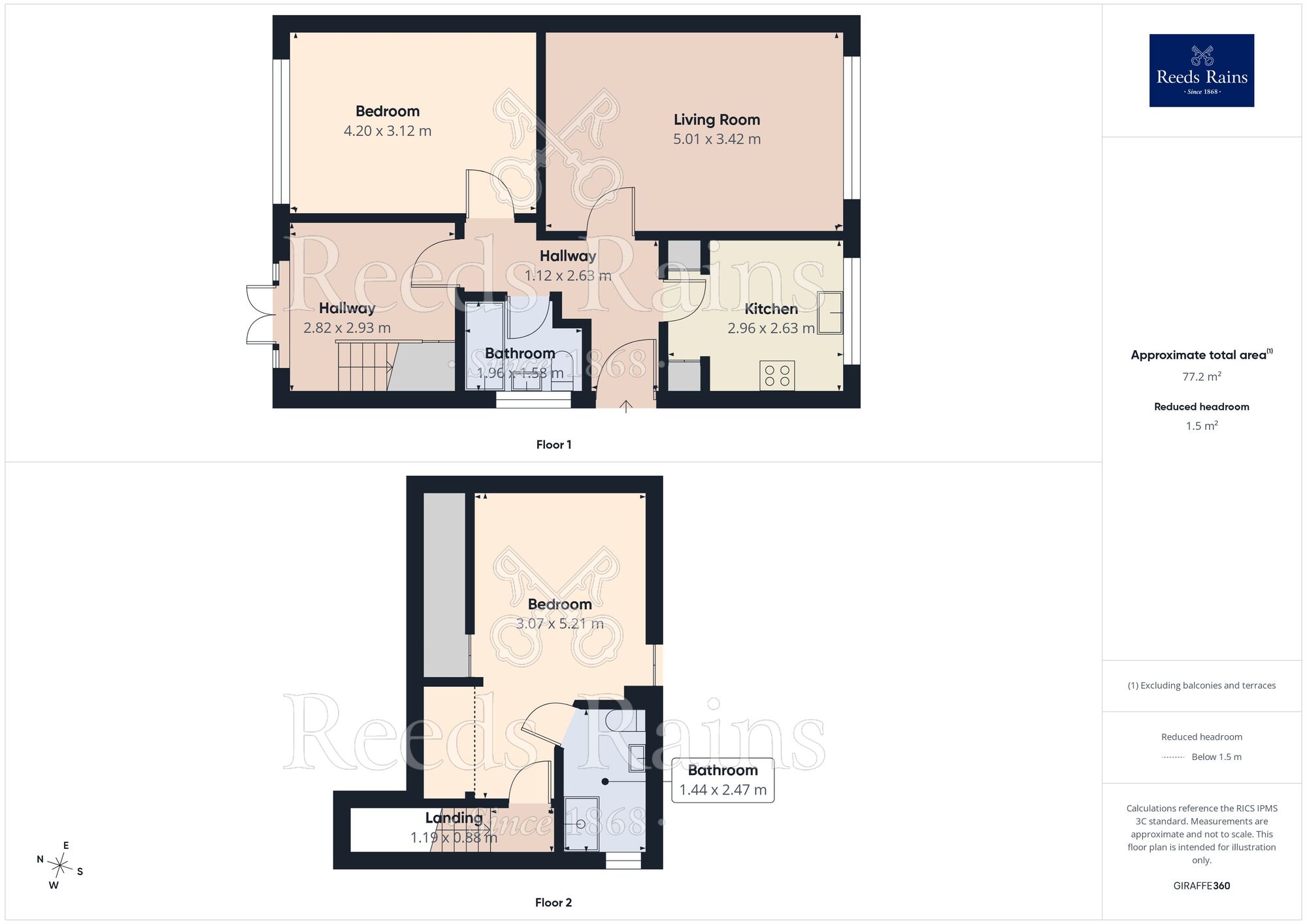 Floorplan of 2 bedroom Semi Detached Bungalow for sale, Cotswold Drive, Grassmoor, Derbyshire, S42