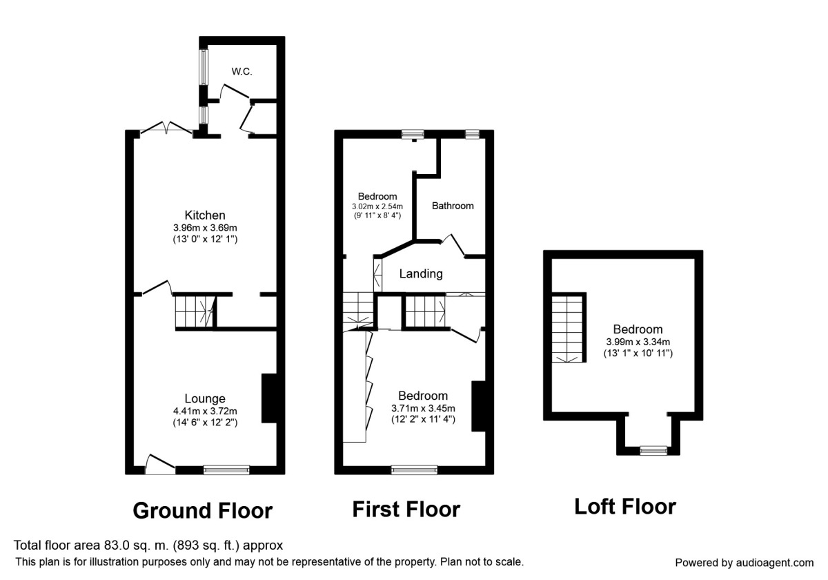 Floorplan of 3 bedroom Mid Terrace House for sale, Canal Wharf, Chesterfield, Derbyshire, S41