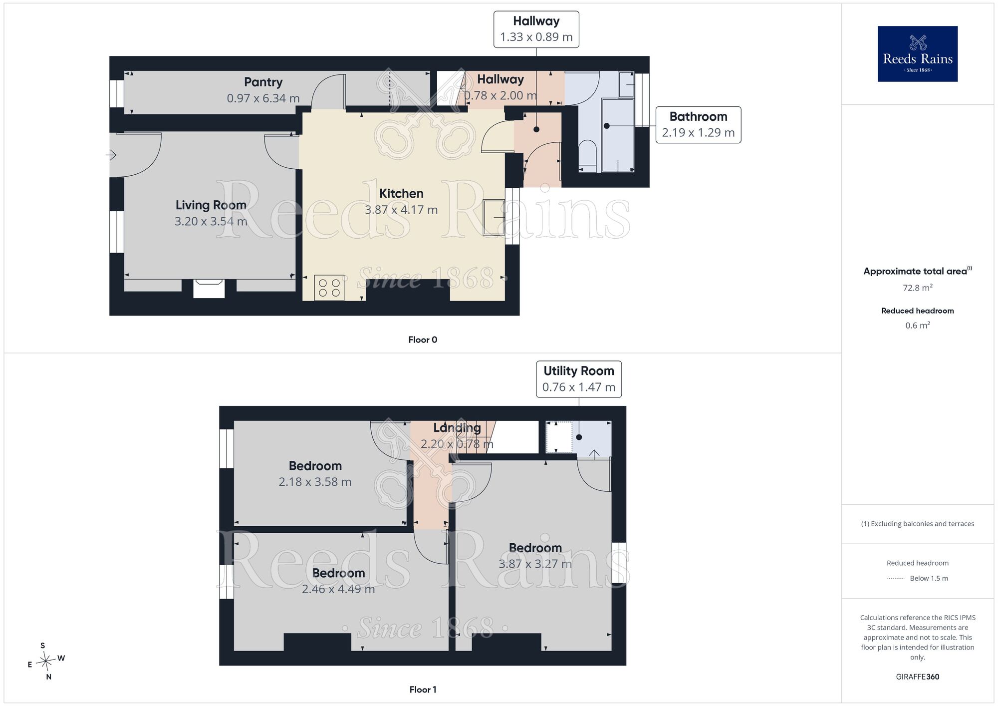 Floorplan of 3 bedroom End Terrace House for sale, Devonshire Terrace, Holmewood, Derbyshire, S42