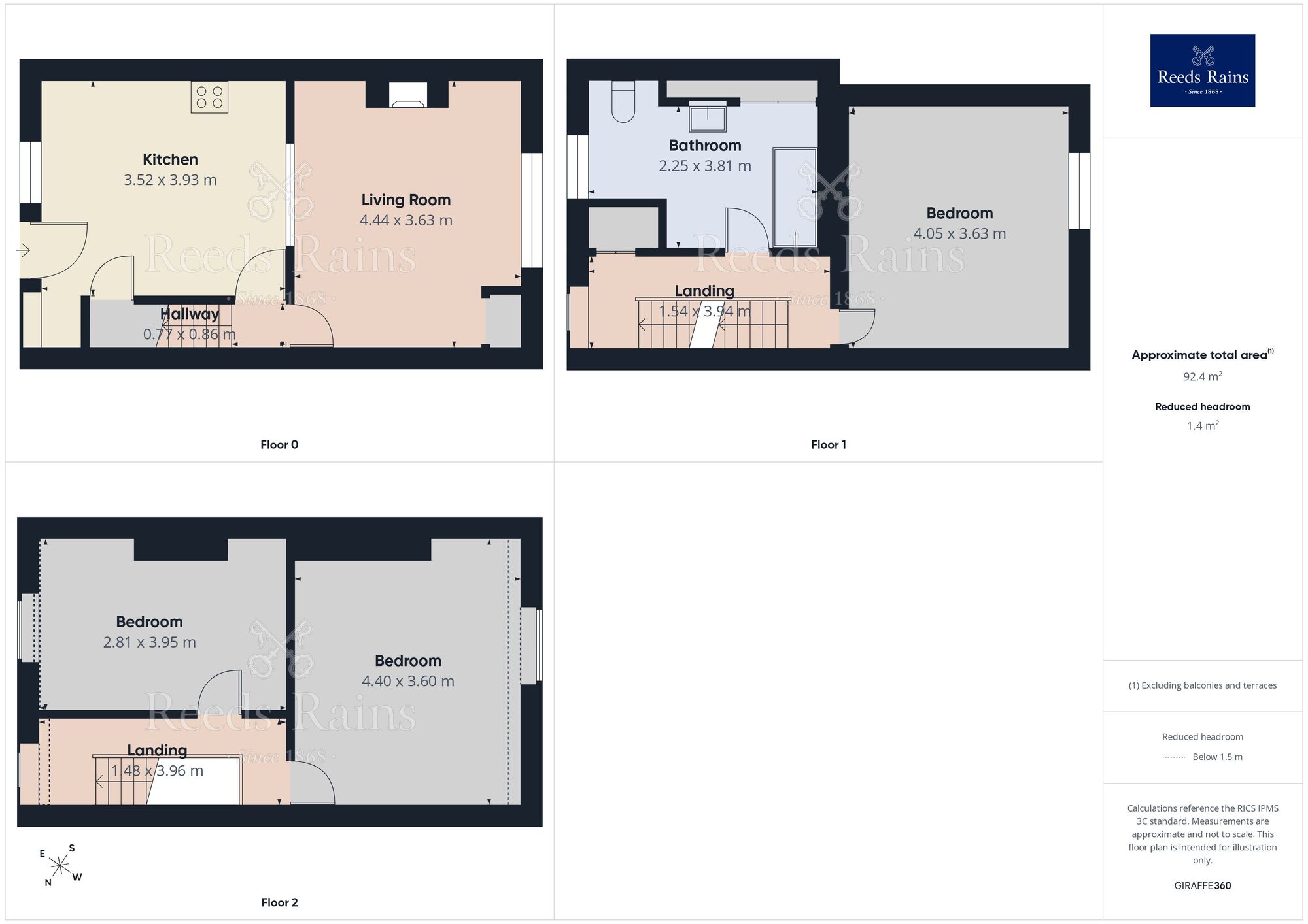 Floorplan of 3 bedroom Mid Terrace House for sale, Almond Place, Chesterfield Road, Chesterfield, S43