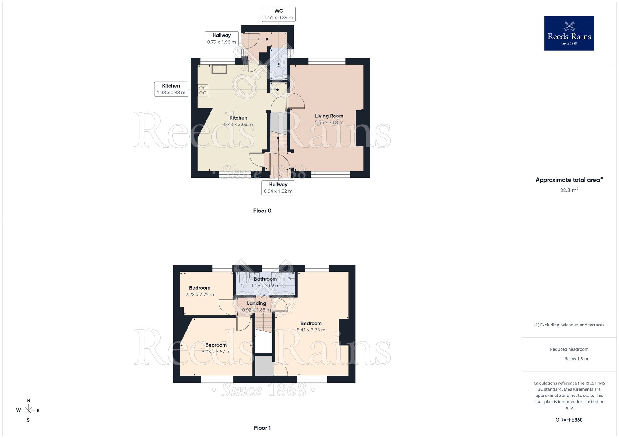 Floorplan of 3 bedroom Semi Detached House for sale, Heath Road, Holmewood, Derbyshire, S42