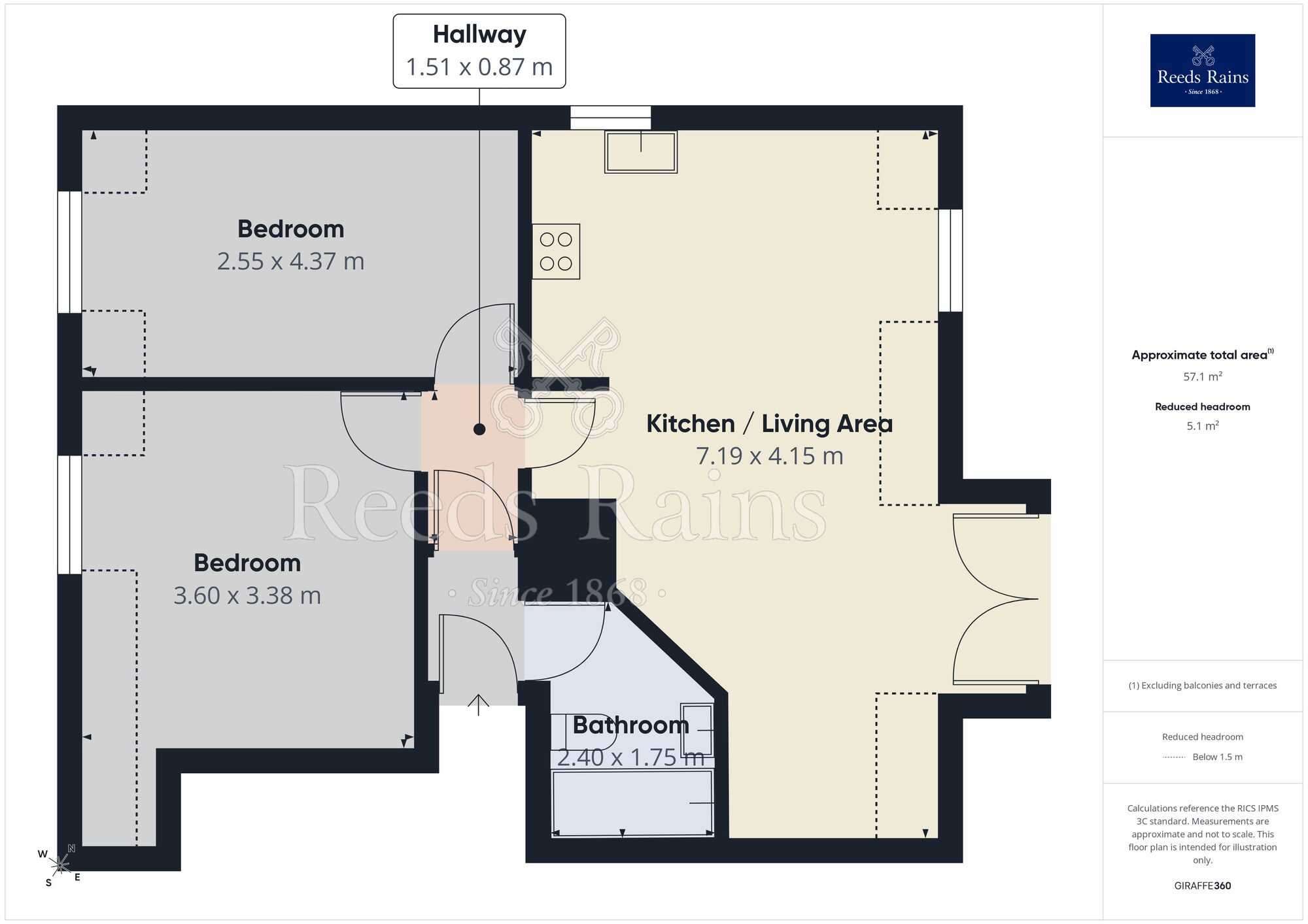 Floorplan of 2 bedroom Flat for sale, Waterloo Court, Lower Pilsley, Derbyshire, S45